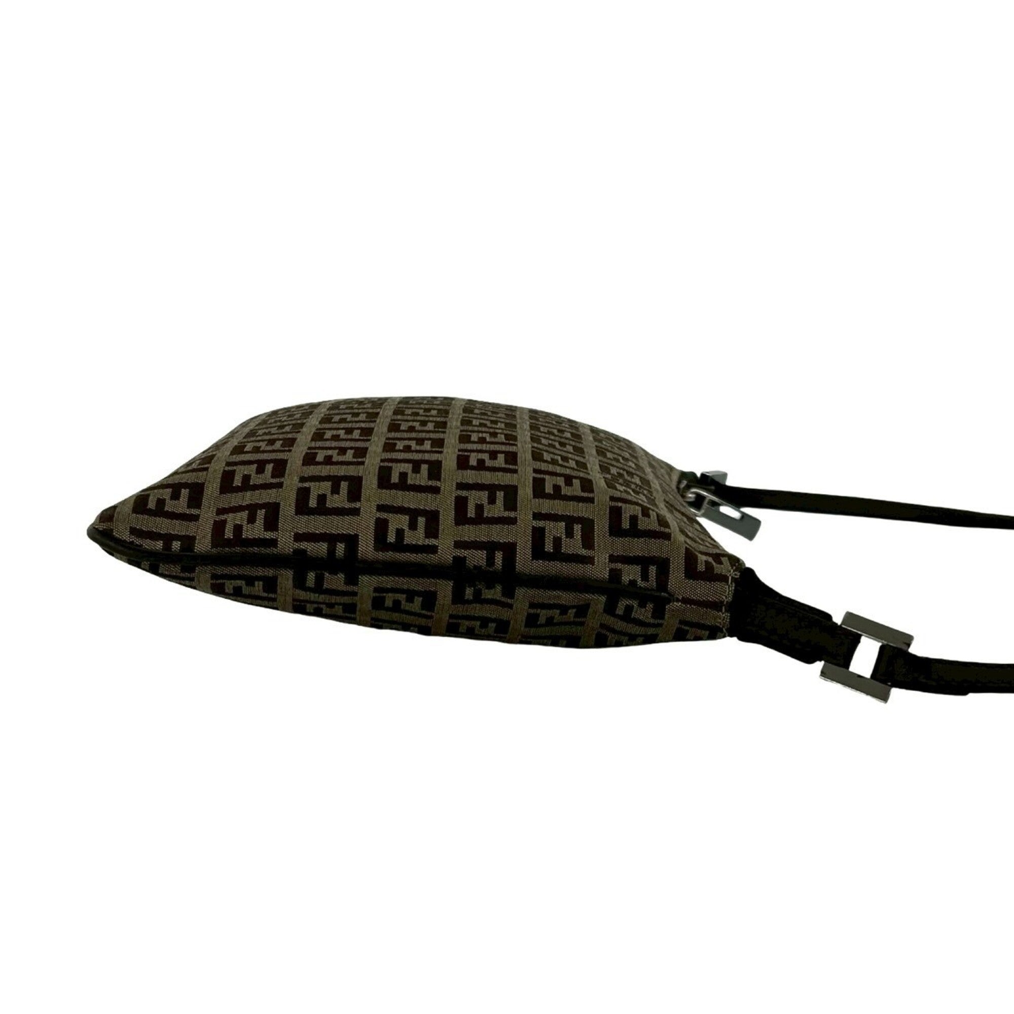 Fendi Brown Canvas Leather Pochette Shoulder Bag (Pre-Owned)