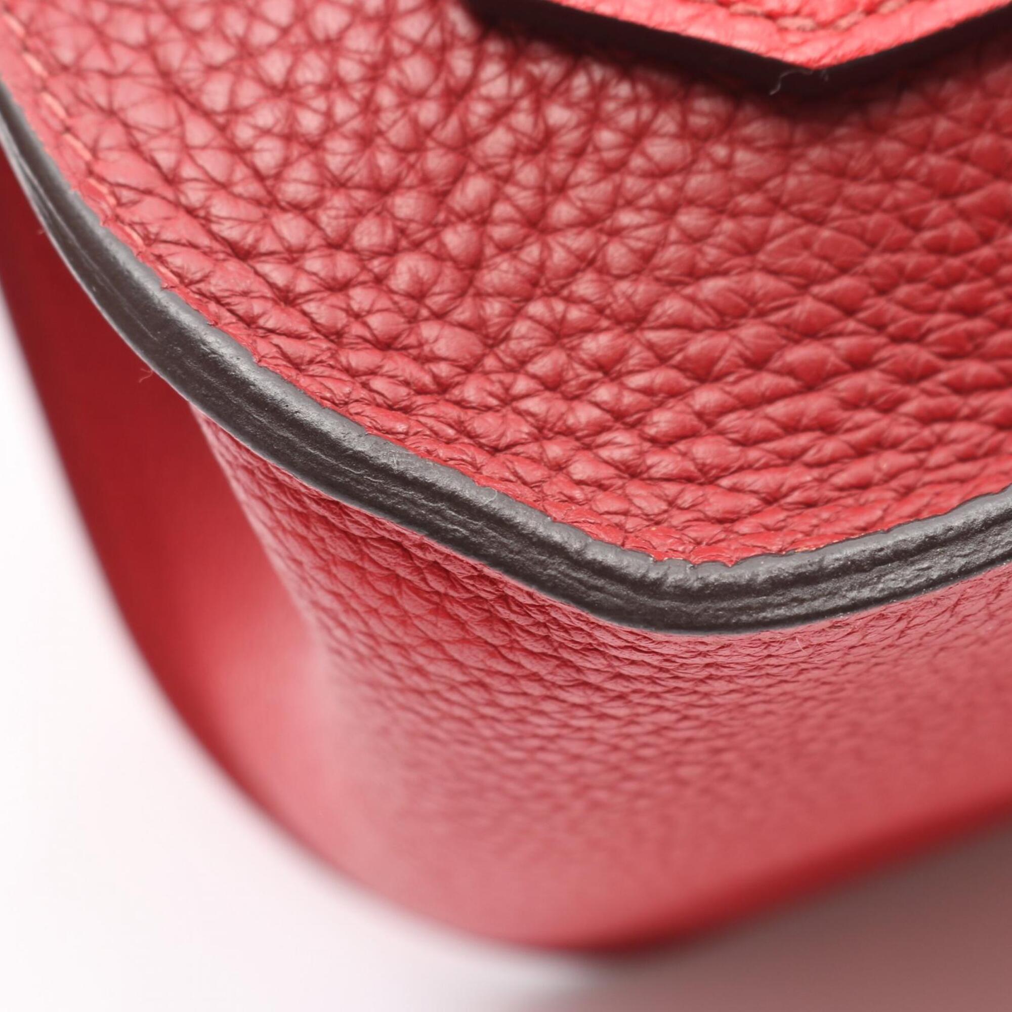 Hermes Bordeaux Red Color Rouge Casaque Taurillon Clemence Leather Leather Handbag Shoulder Bag (Pre-Owned)