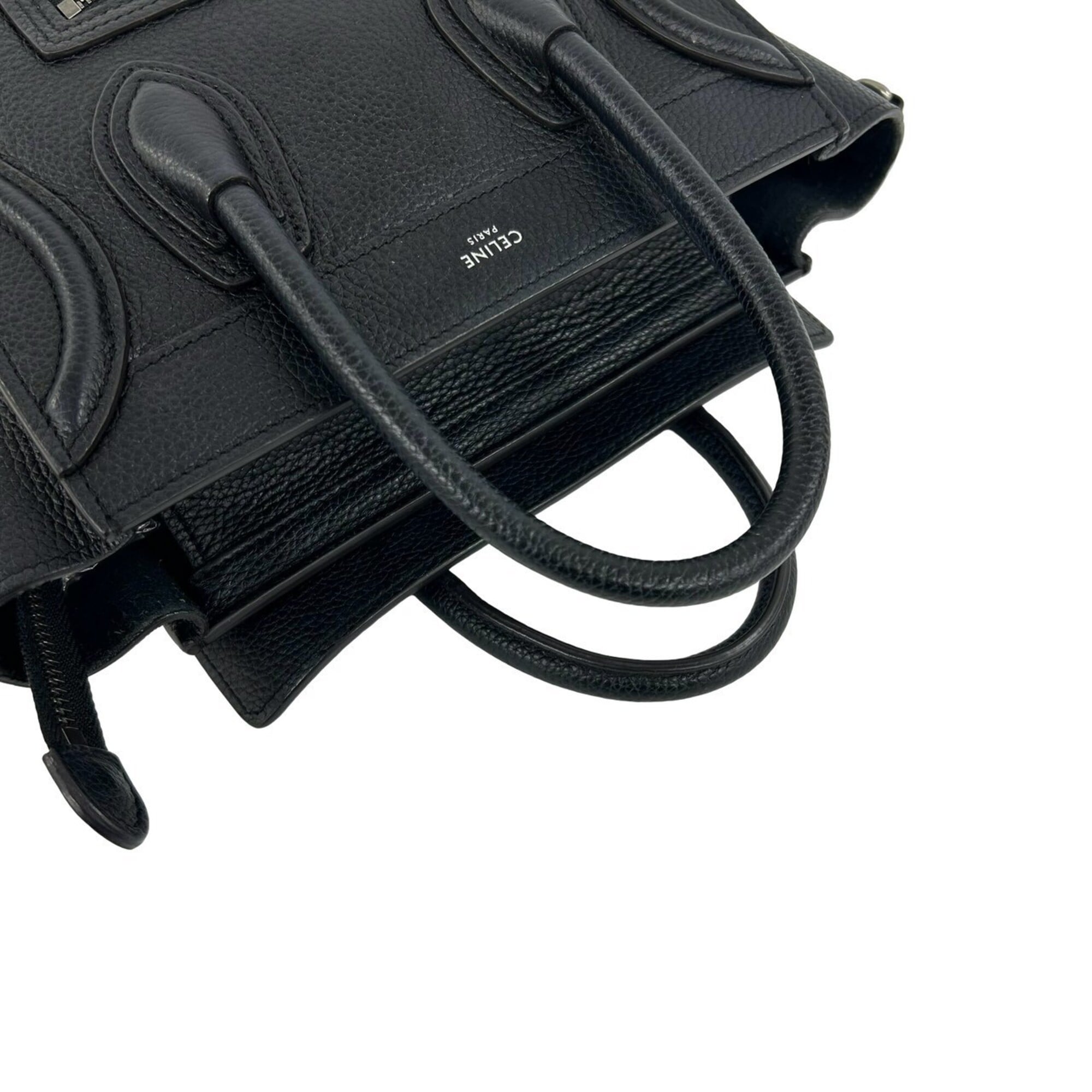 Celine Black Leather Handbag Shoulder Bag Tote Bag (Pre-Owned)
