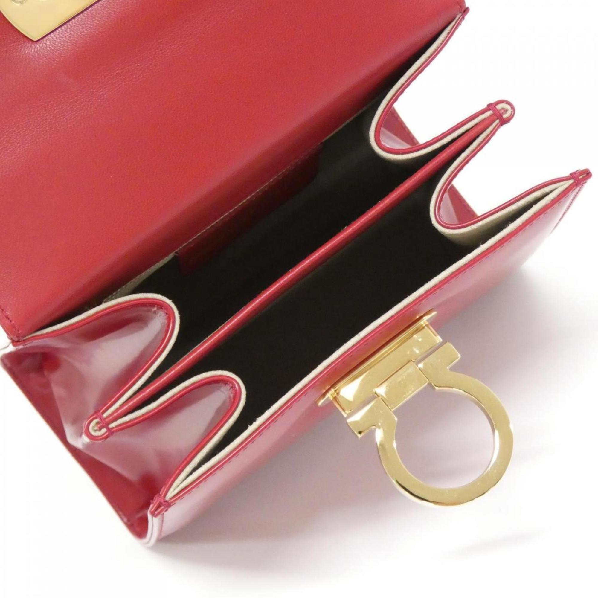 Salvatore Ferragamo Red Color Leather Handbag (Pre-Owned)