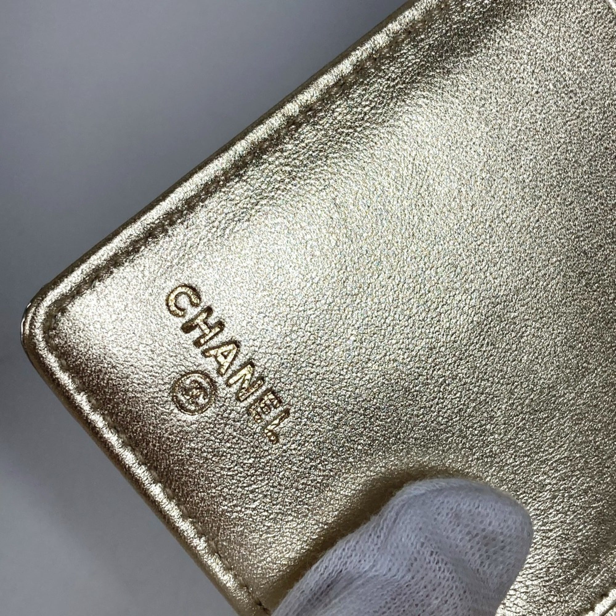 Chanel Gold Leather Long Wallet (Bi-Fold) (Pre-Owned)