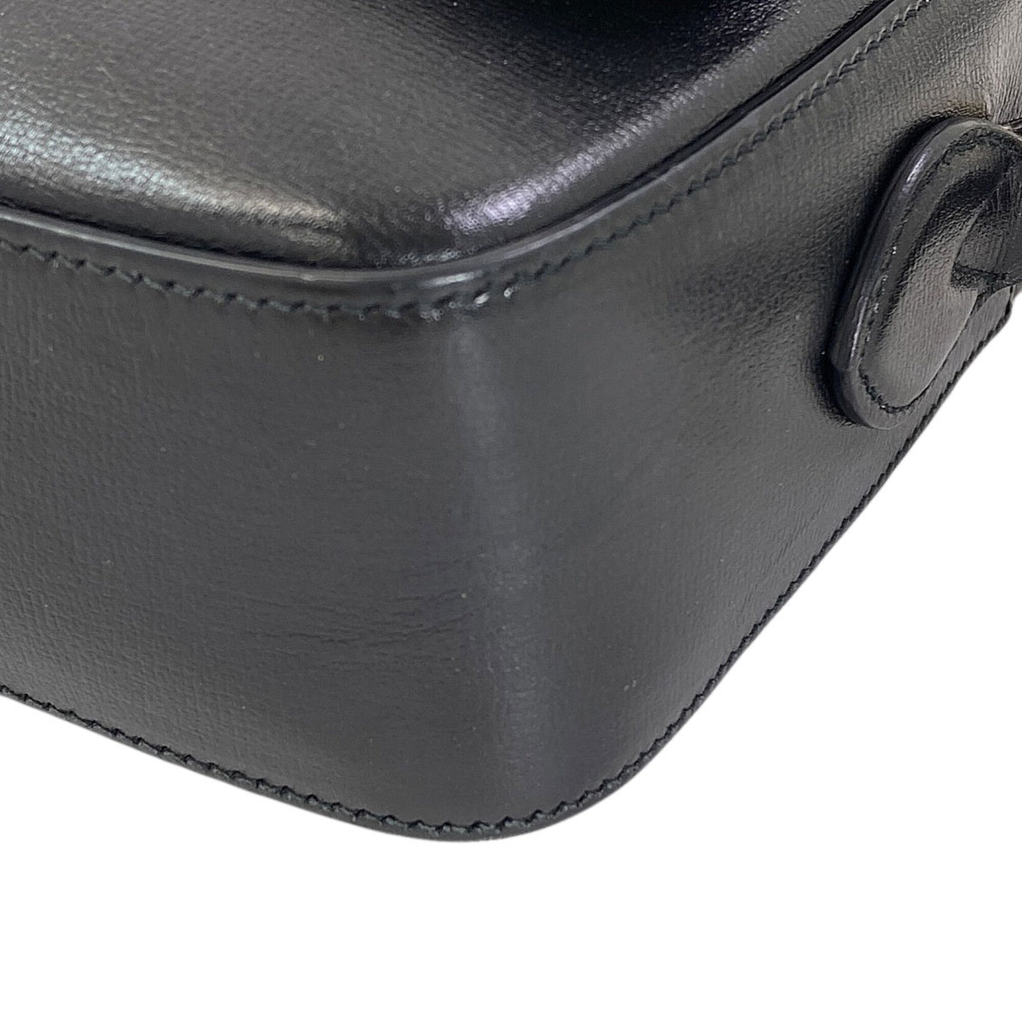 Gucci Horsebit Black Leather Shoulder Bag (Pre-Owned)