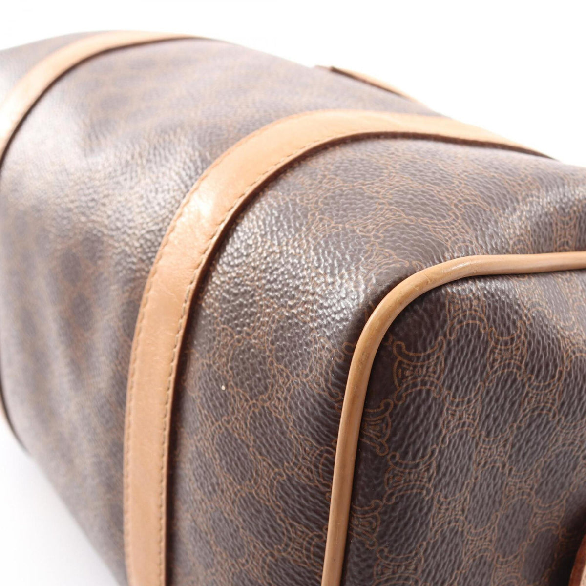 Celine Brown Coated Canvas Leather Boston Bag Handbag (Pre-Owned)