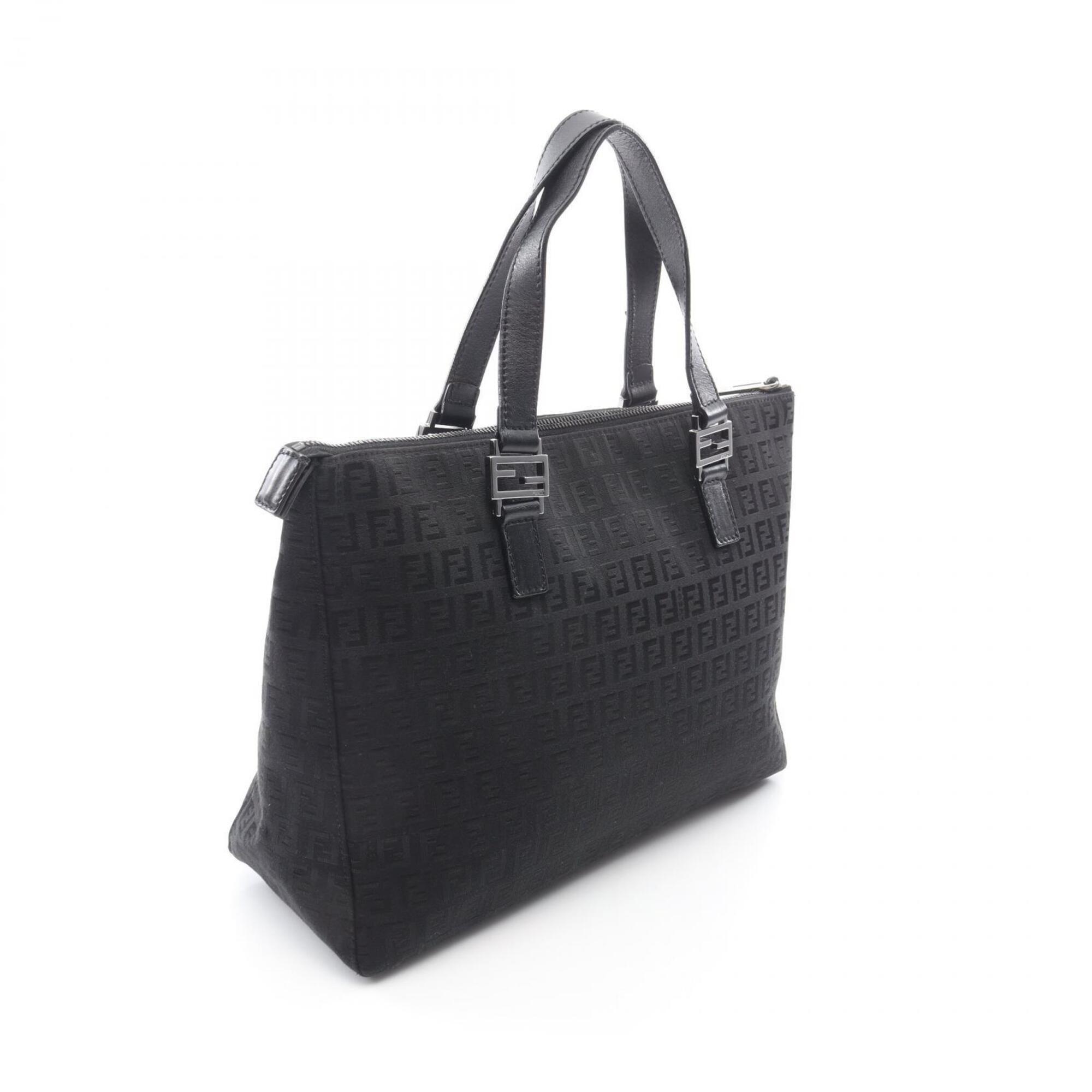 Fendi Black Canvas Leather Handbag Tote Bag (Pre-Owned)