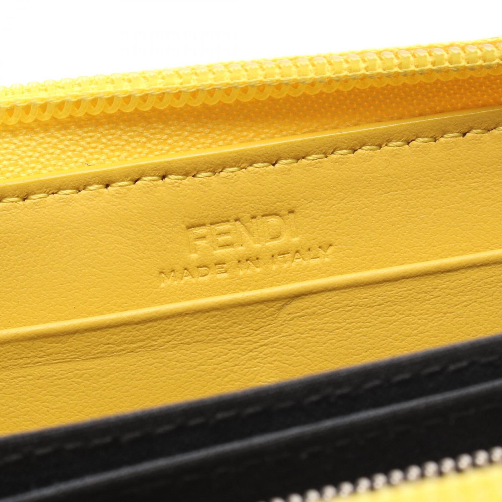 Fendi Gray Yellow Leather Long Wallet (Bi-Fold) (Pre-Owned)