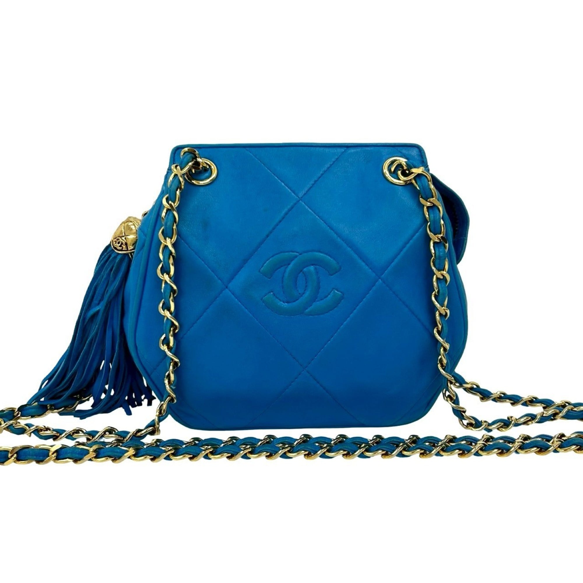 Chanel Blue Leather Shoulder Bag (Pre-Owned)