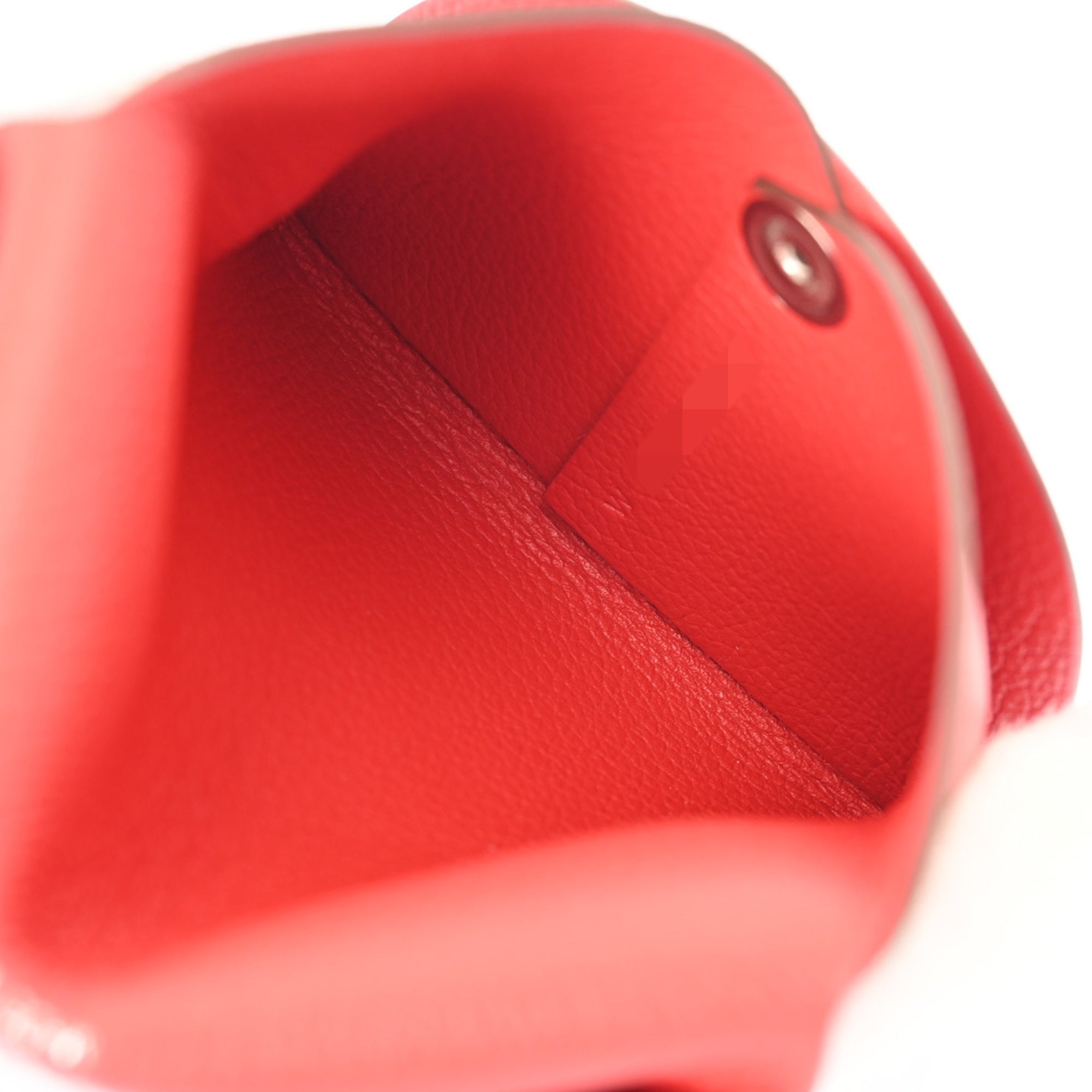 Hermes Red Color Evercalf Leather Coin Purse/Coin Case (Pre-Owned)