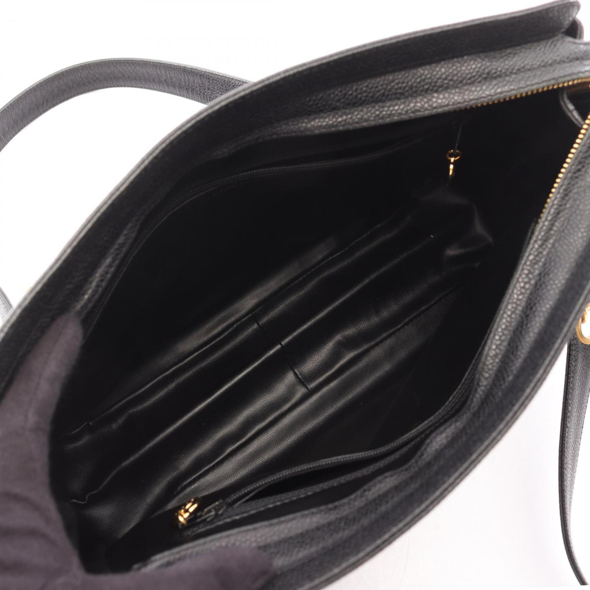 Chanel Black Grained Calfskin Handbag Tote Bag (Pre-Owned)