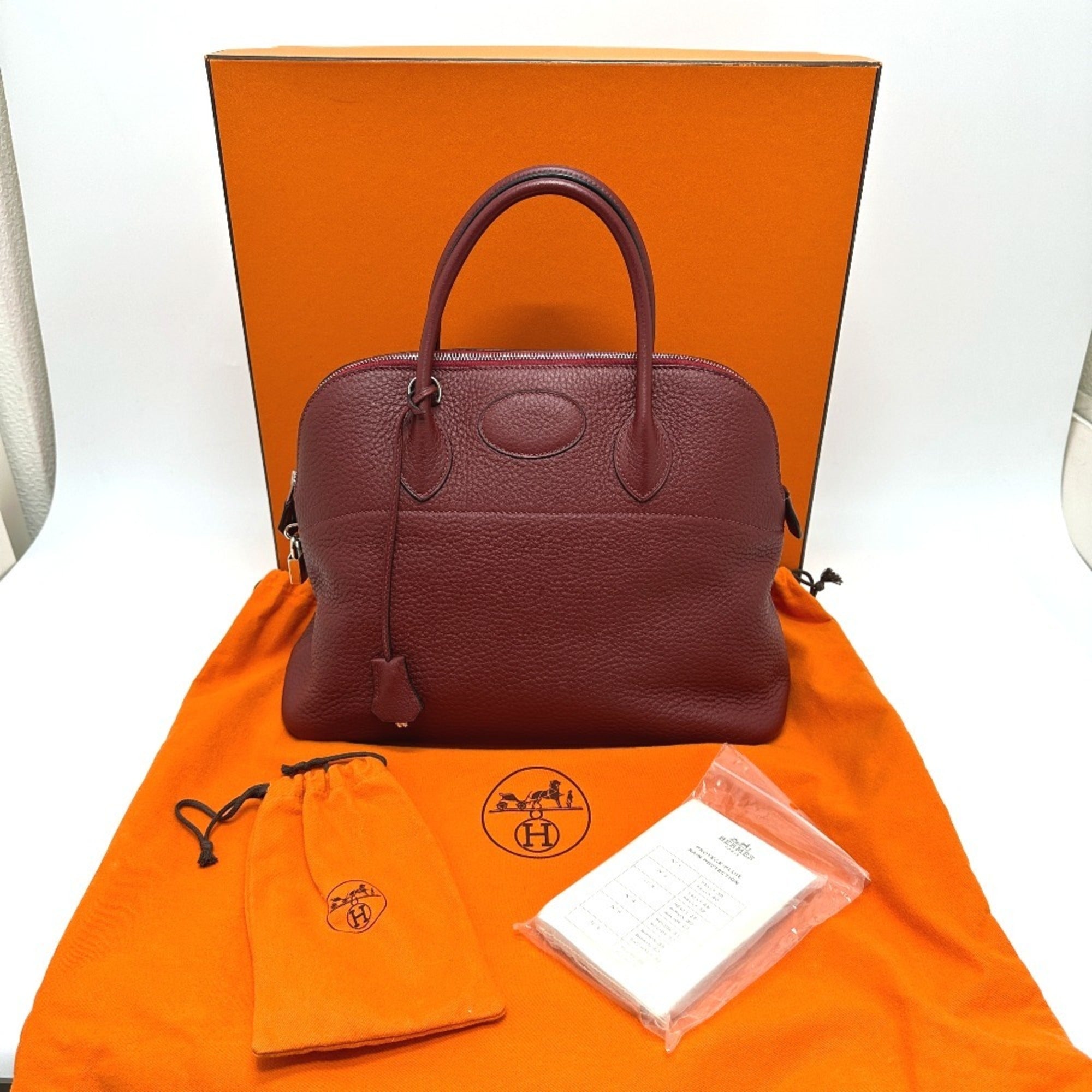 Hermes Bolide Red Color Taurillon Clemence Leather Handbag Shoulder Bag (Pre-Owned)
