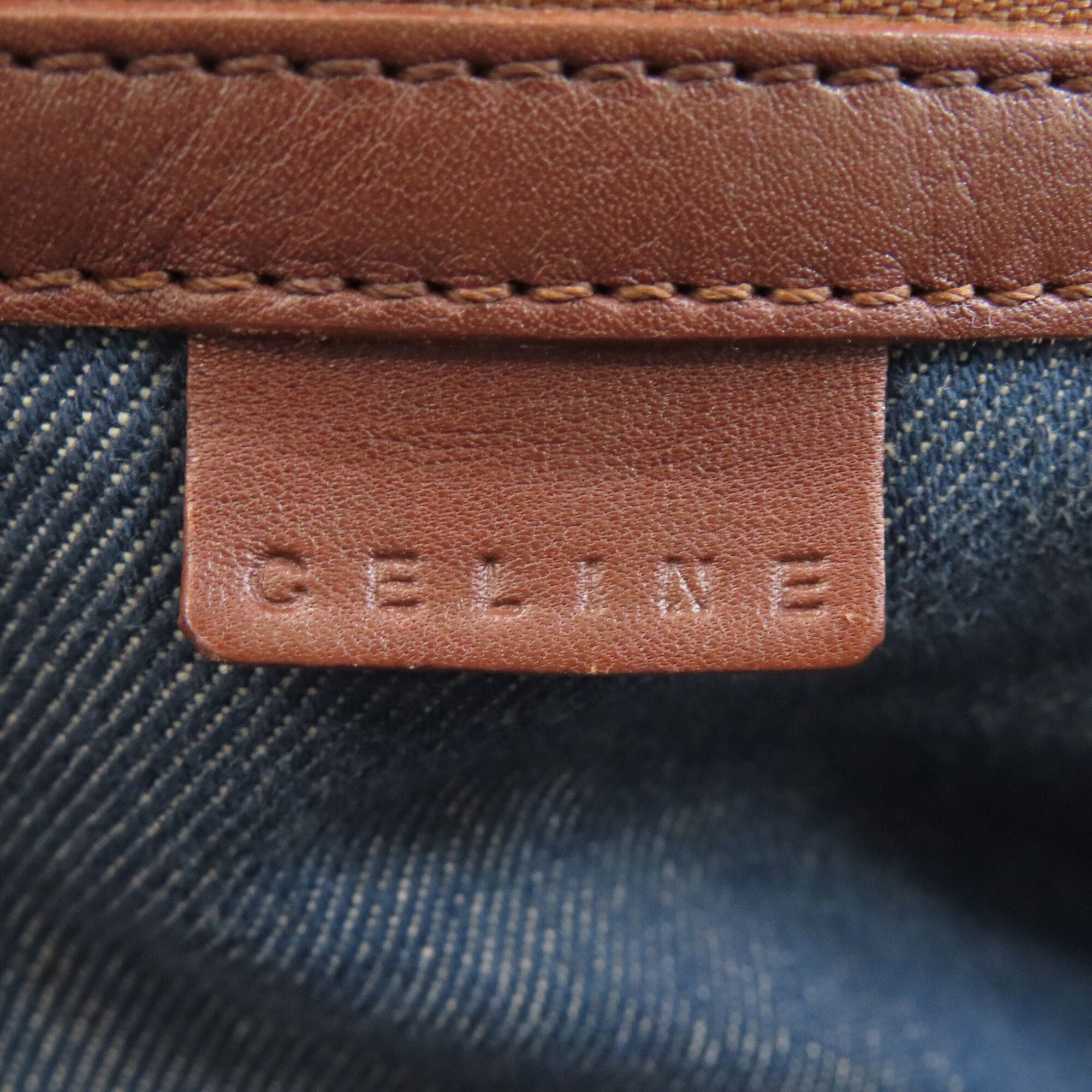 Celine Blue Brown Denim Leather Handbag (Pre-Owned)
