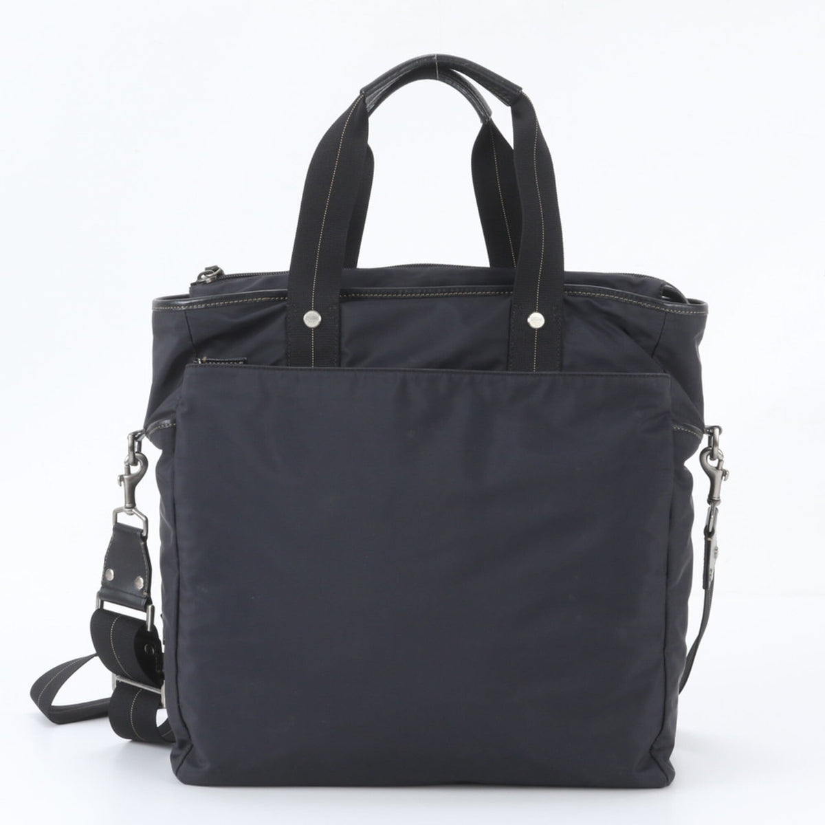 Coach Black Leather Nylon Messenger Bag Shoulder Bag Tote Bag (Pre-Owned)