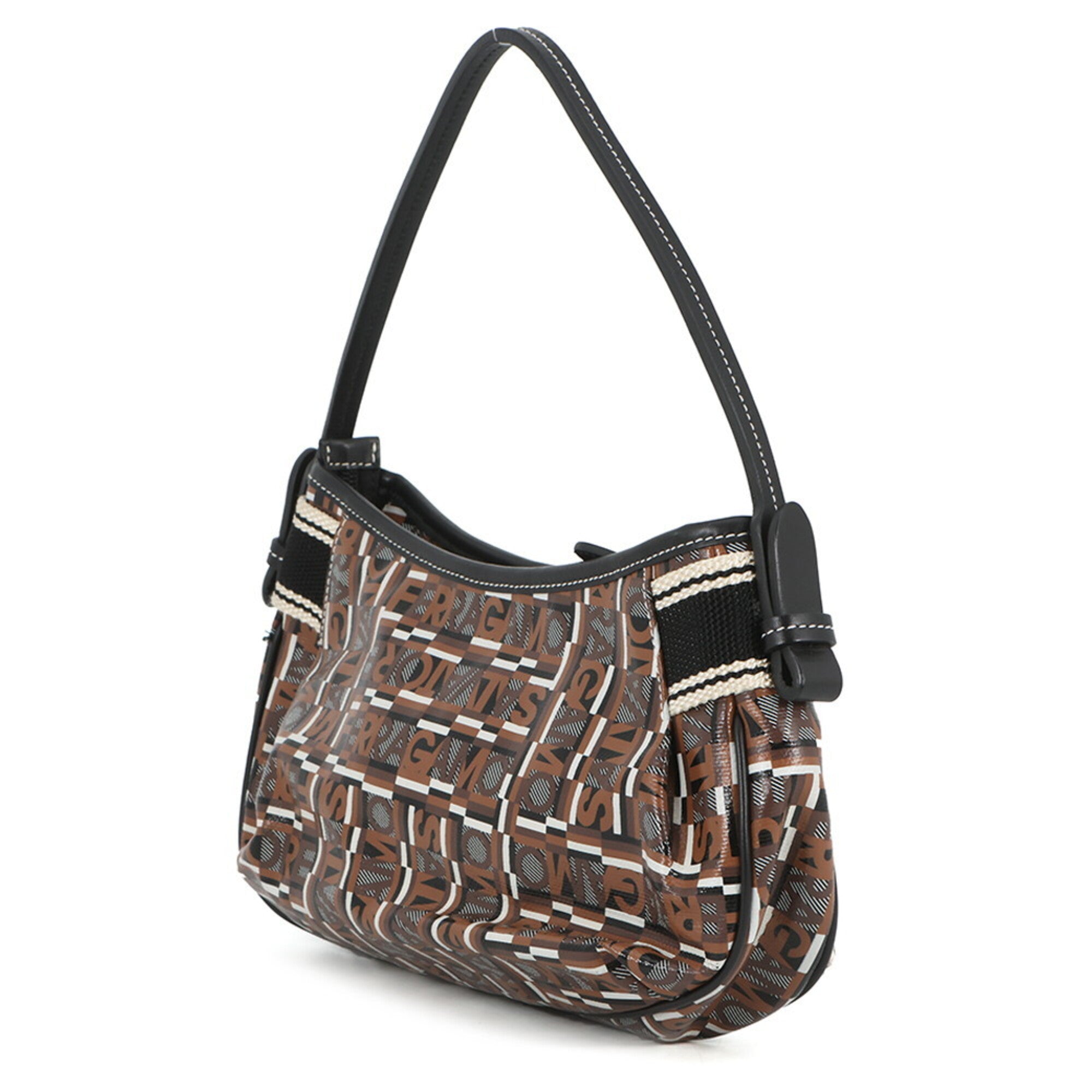 Salvatore Ferragamo Gancini Brown Pvc Leather Handbag (Pre-Owned)