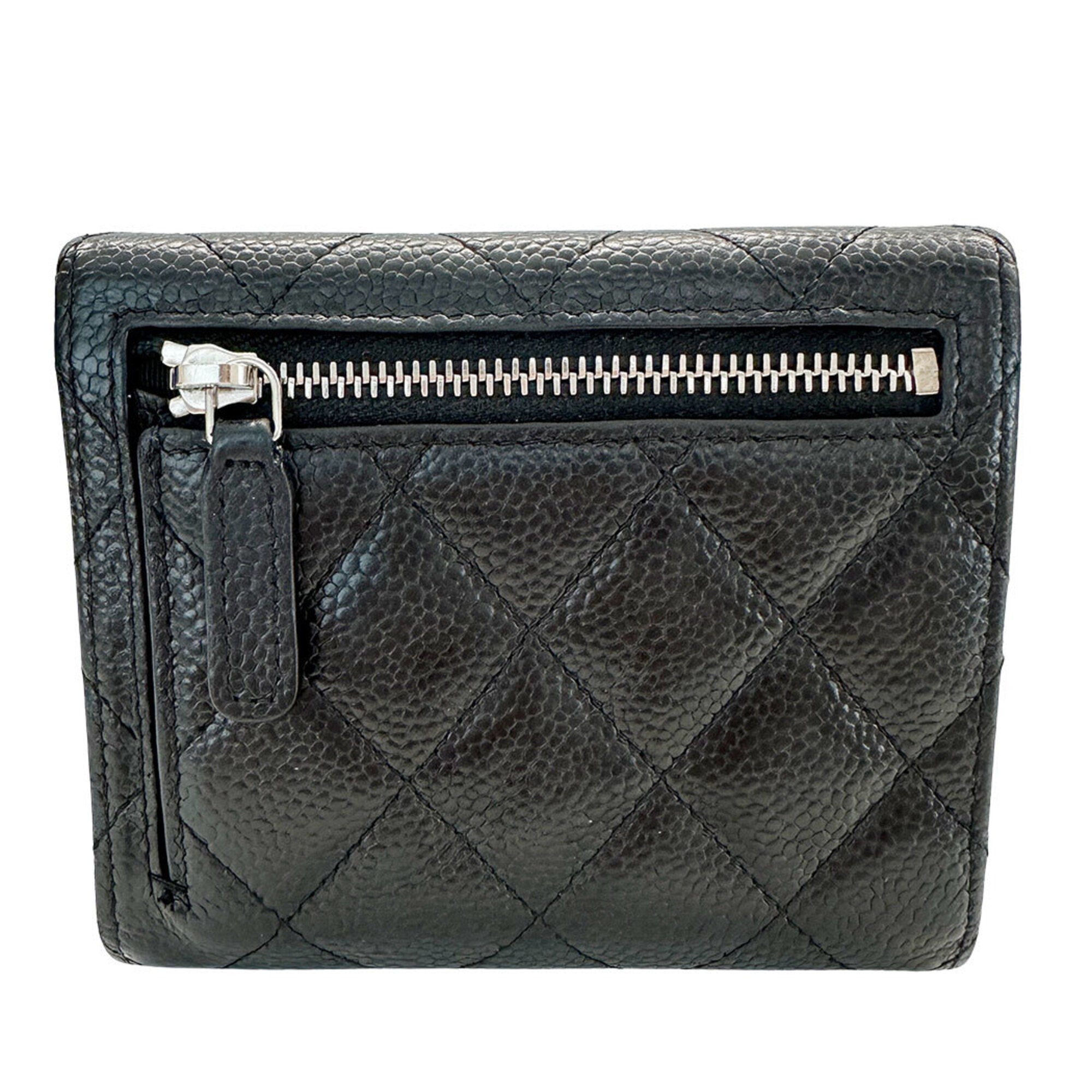 Chanel Black Grained Calfskin Wallet (Bi-Fold) (Pre-Owned)