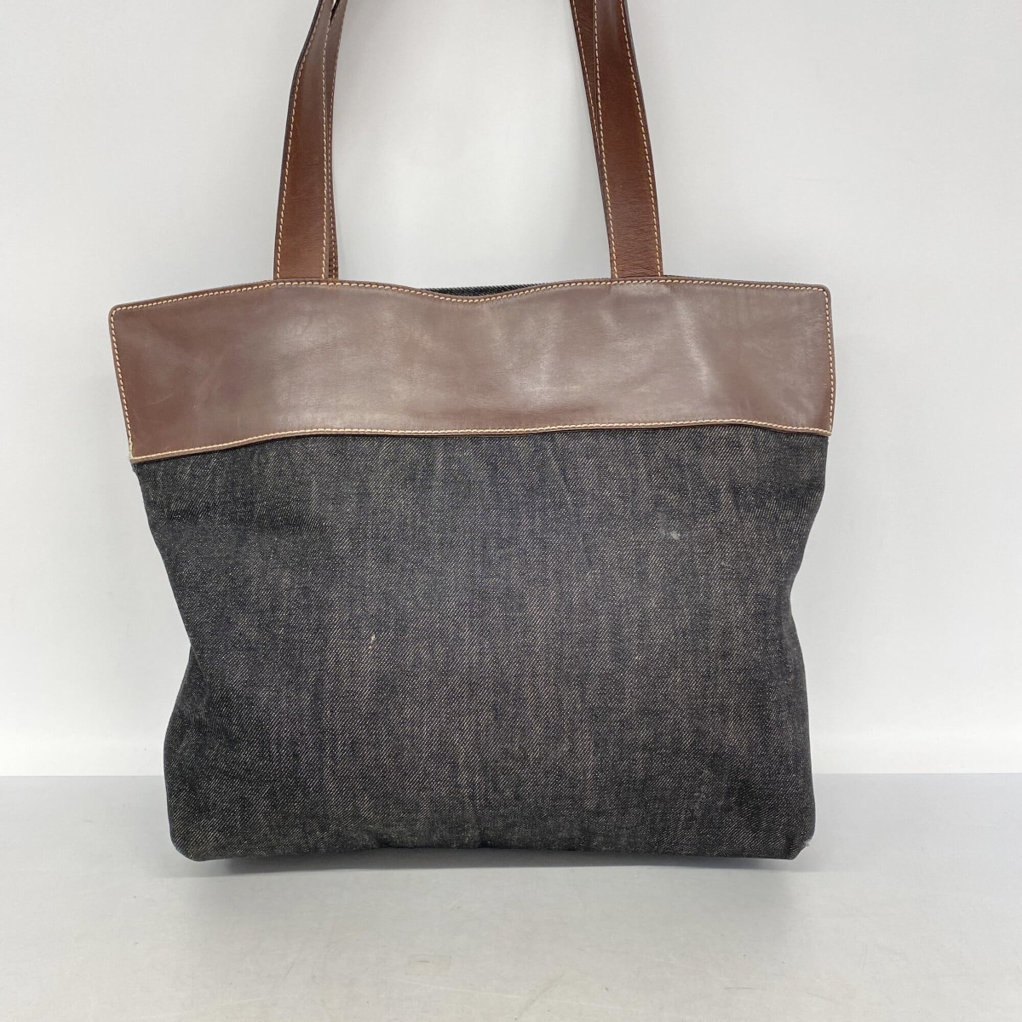 Chanel Black Brown Denim Tote Bag (Pre-Owned)