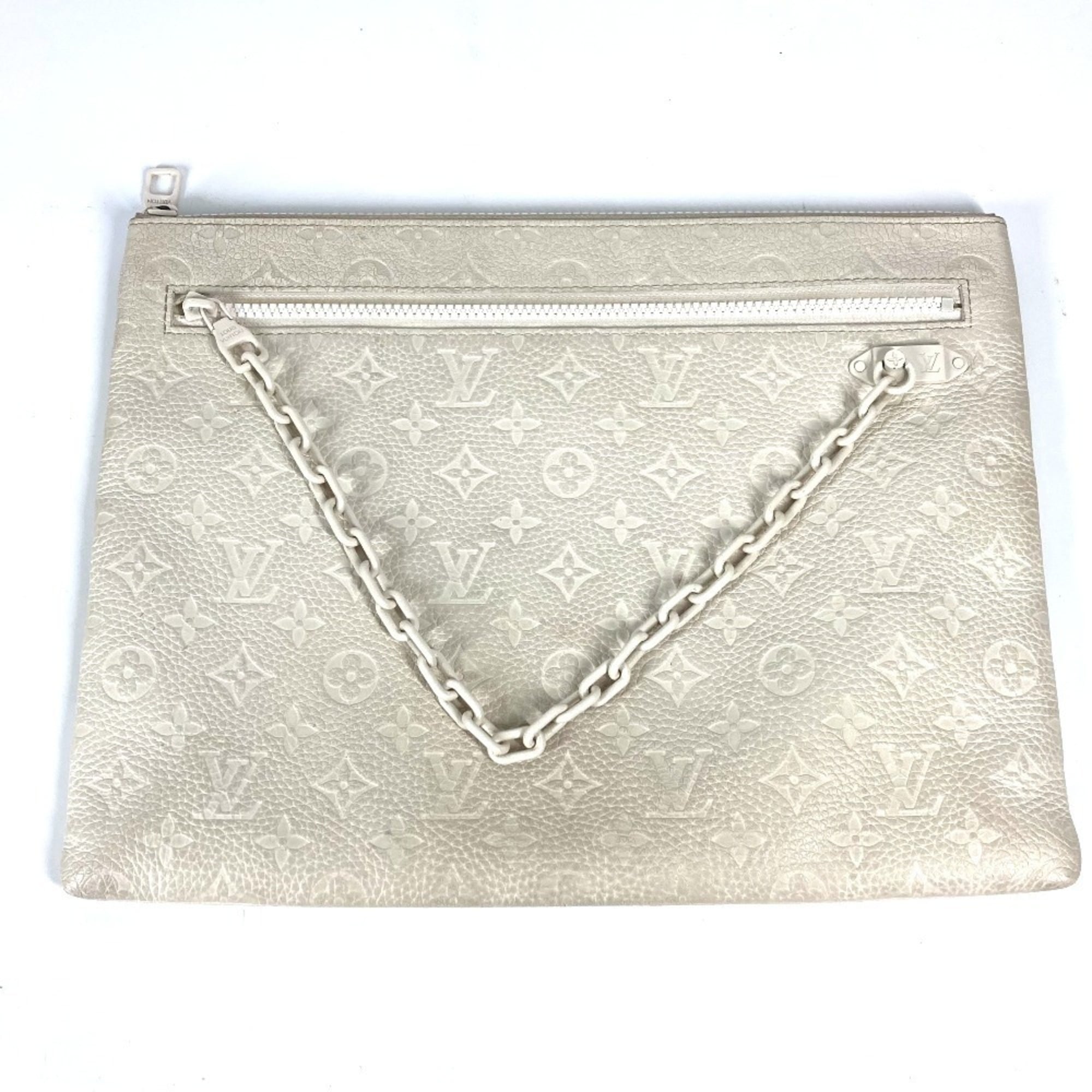 Louis Vuitton White Leather Clutch Bag Pochette Pouch (Pre-Owned)