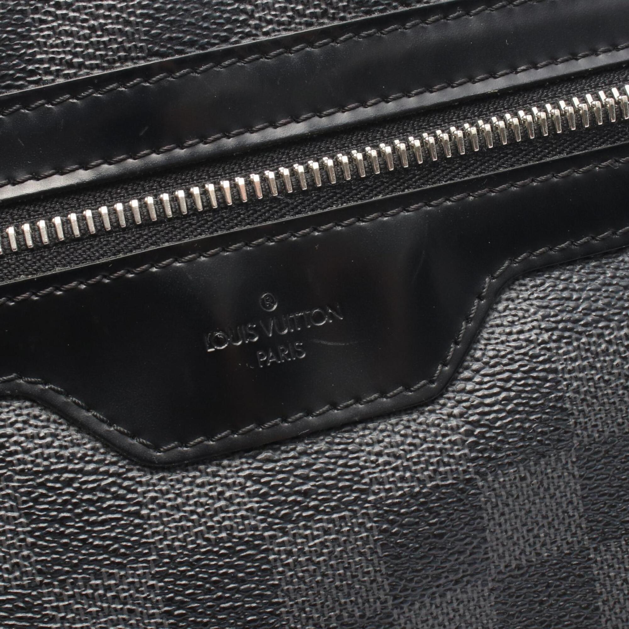 Louis Vuitton Black Coated Canvas Leather Handbag Shoulder Bag (Pre-Owned)