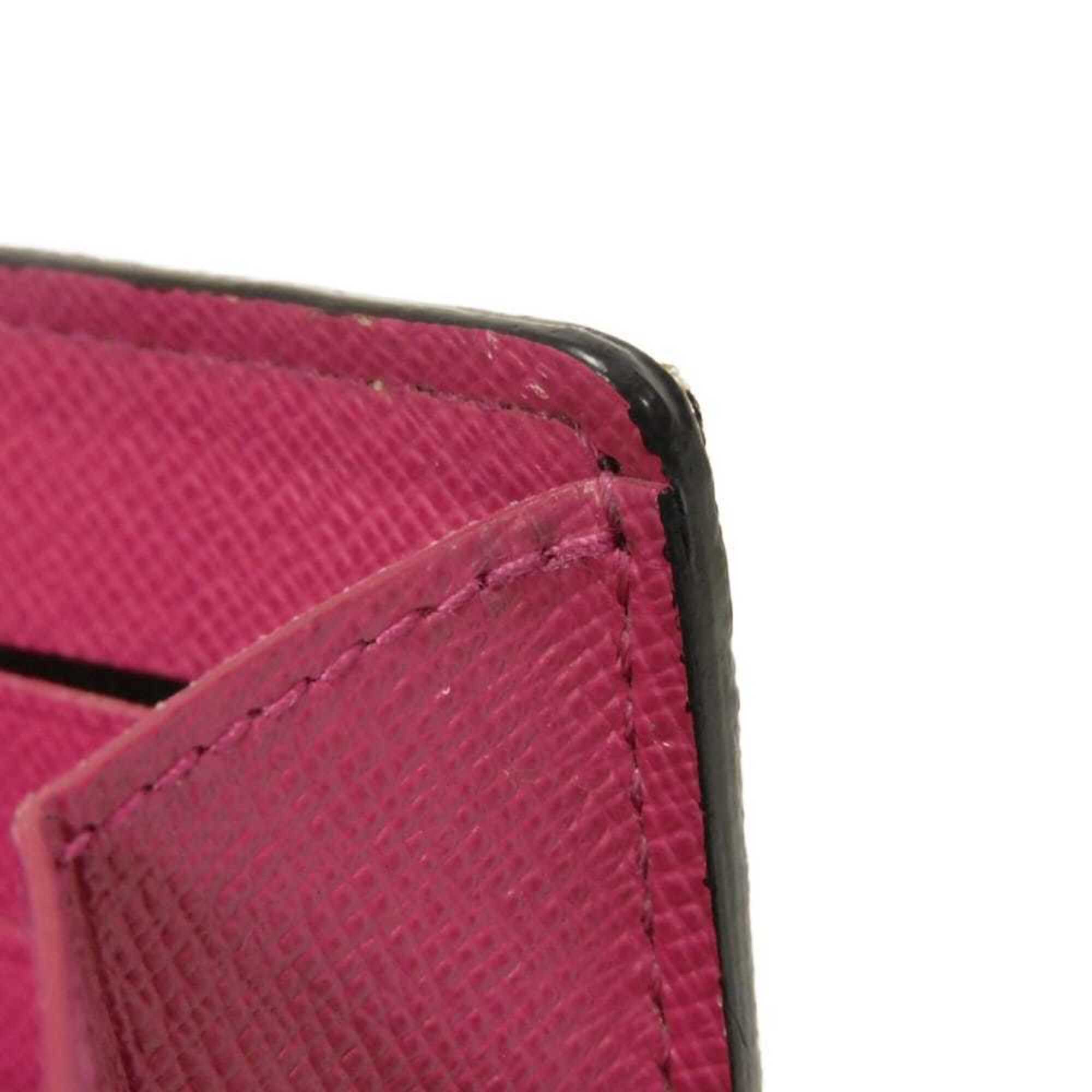 Louis Vuitton Brown Hot Pink Monogram Canvas Leather Long Wallet (Bi-Fold) (Pre-Owned)