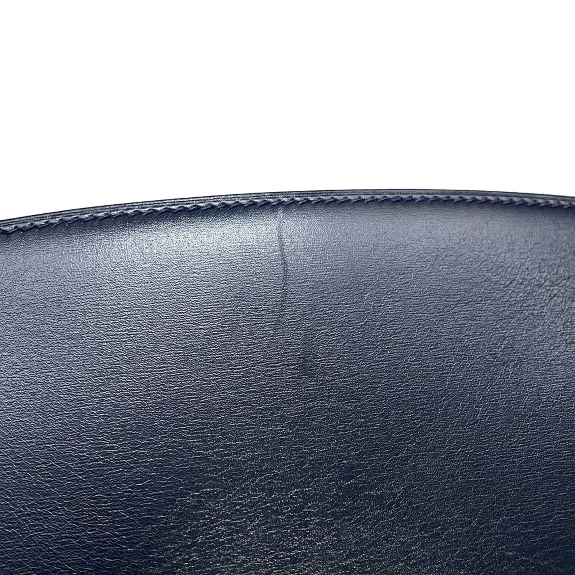 Hermes Kelly Blue Indigo Box Calf Leather Handbag (Pre-Owned)