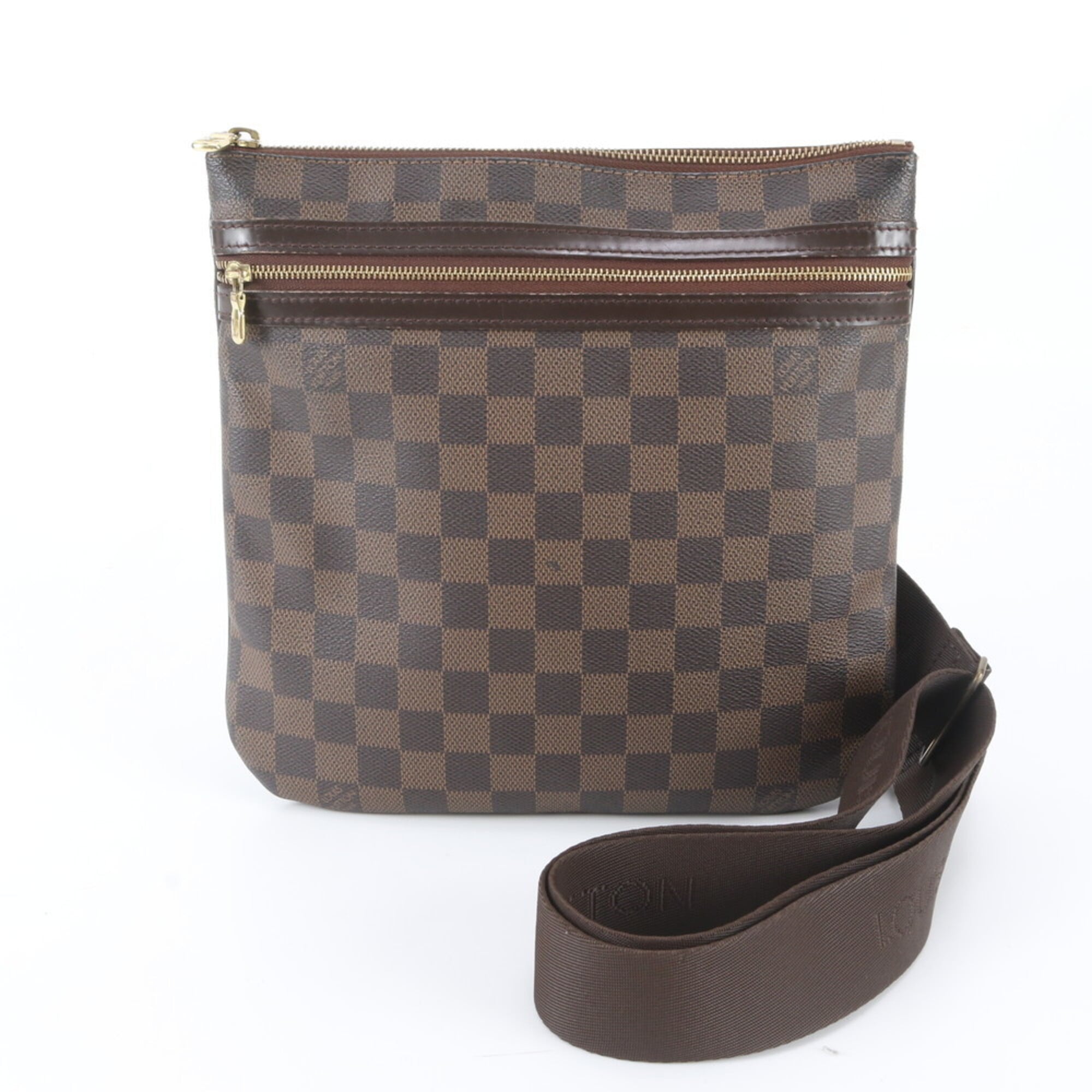 Louis Vuitton Brown Damier Canvas Ebene Leather Pochette Shoulder Bag (Pre-Owned)