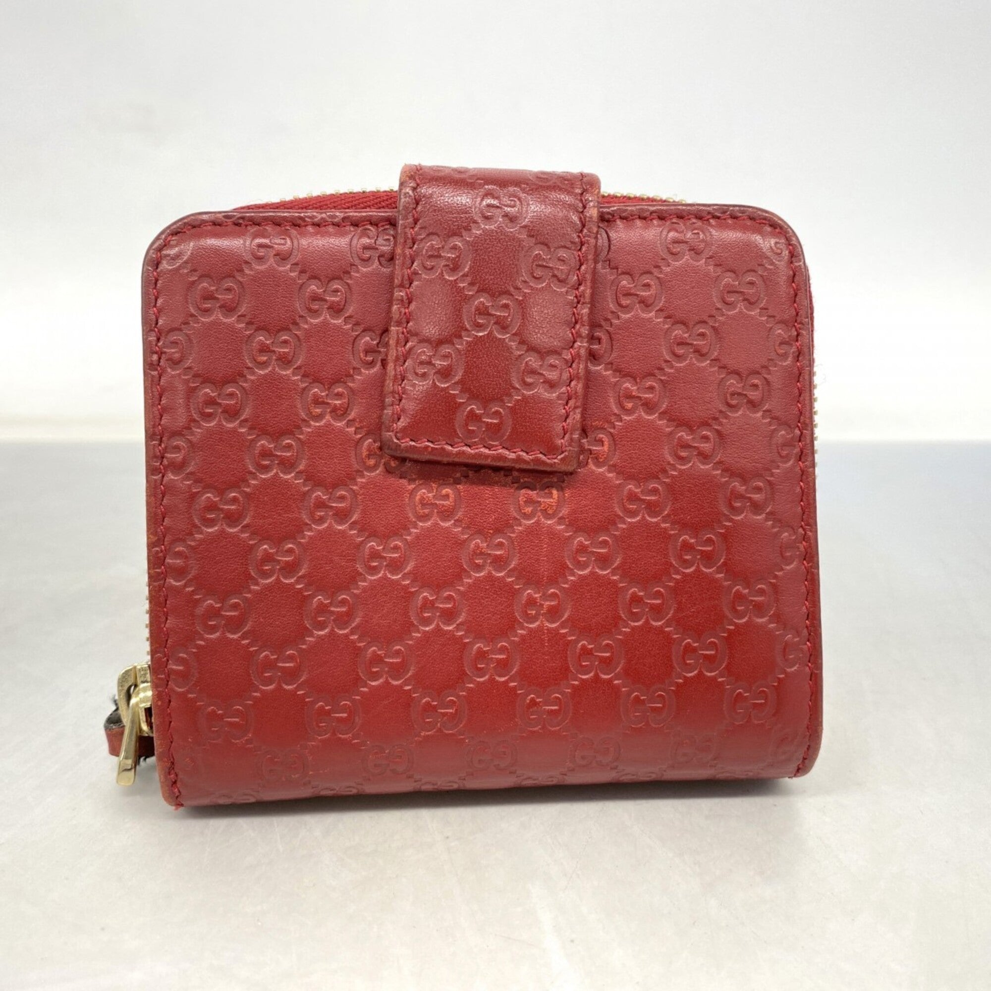 Gucci Red Color Leather Wallet (Bi-Fold) (Pre-Owned)