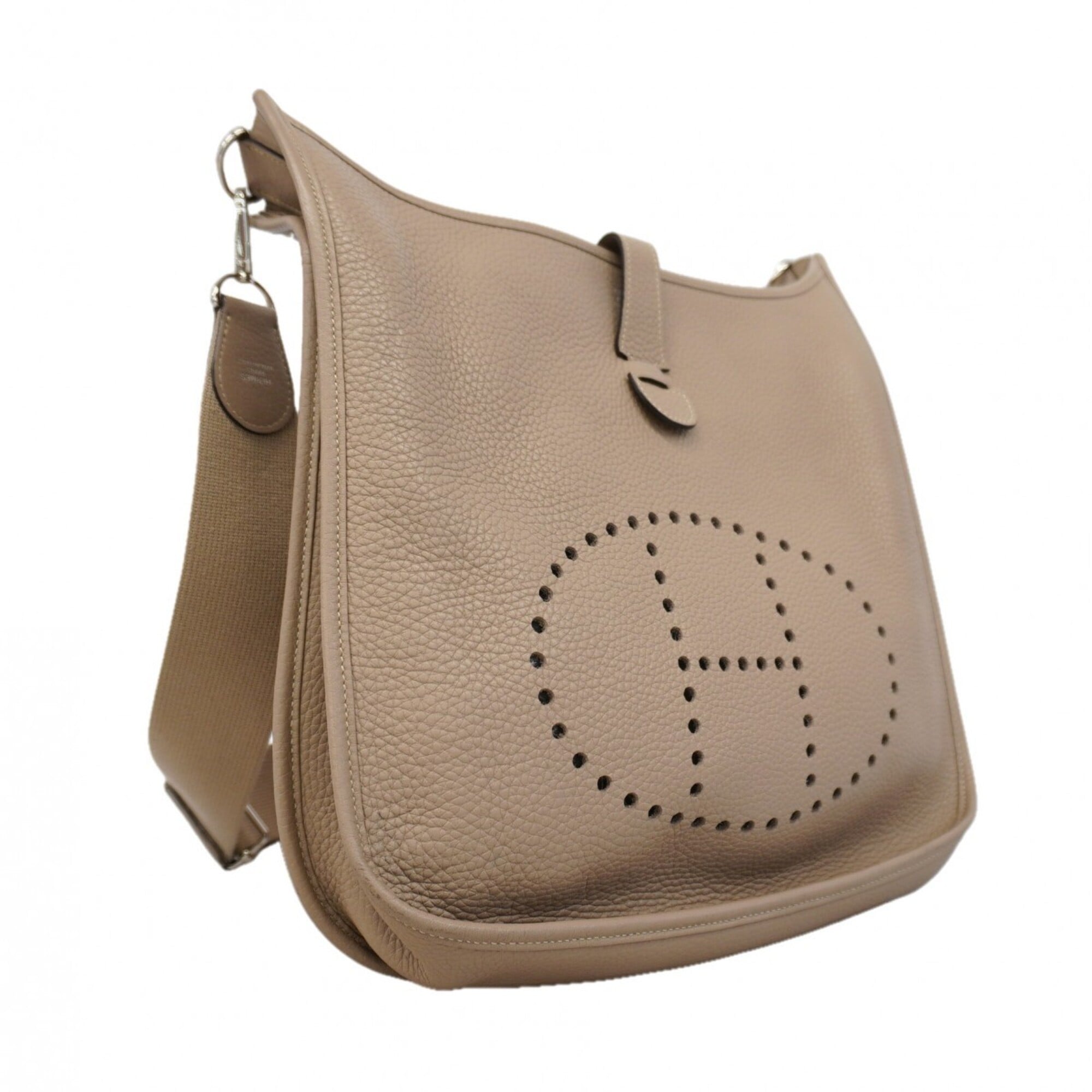 Hermes Gris Tourterelle Taurillon Clemence Leather Shoulder Bag (Pre-Owned)