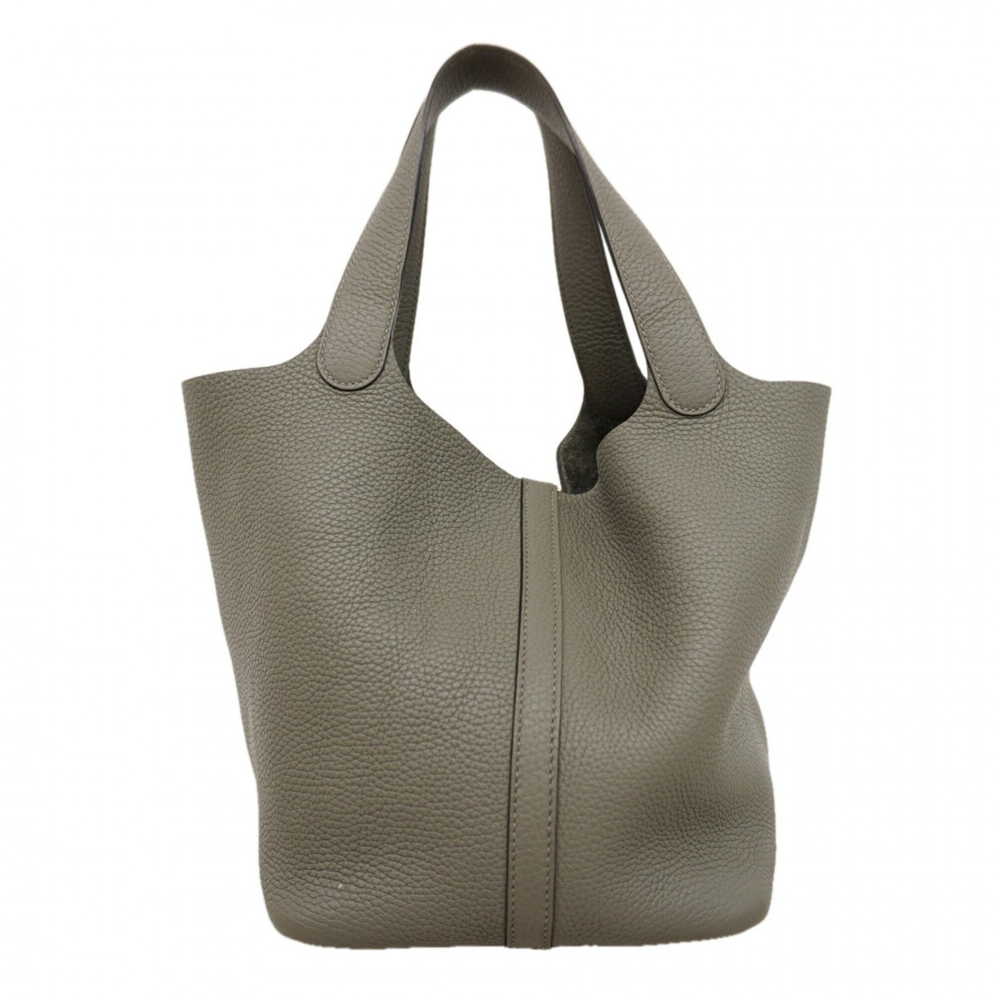 Hermes Gray Taurillon Clemence Leather Handbag (Pre-Owned)