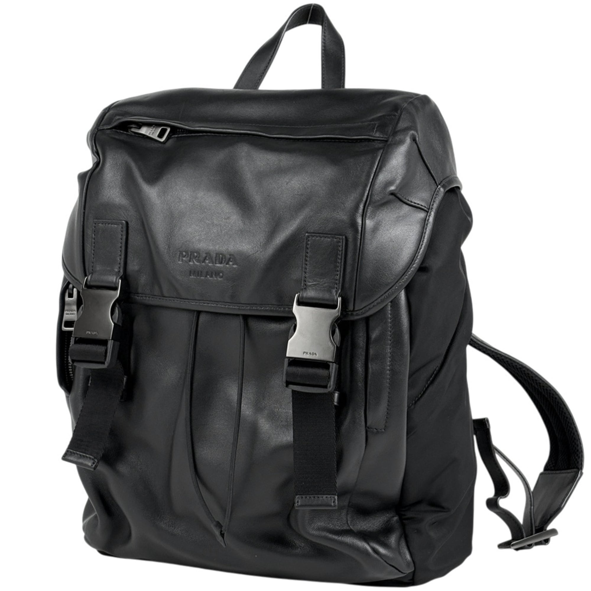 Prada Black Tessuto Leather Backpack (Pre-Owned)