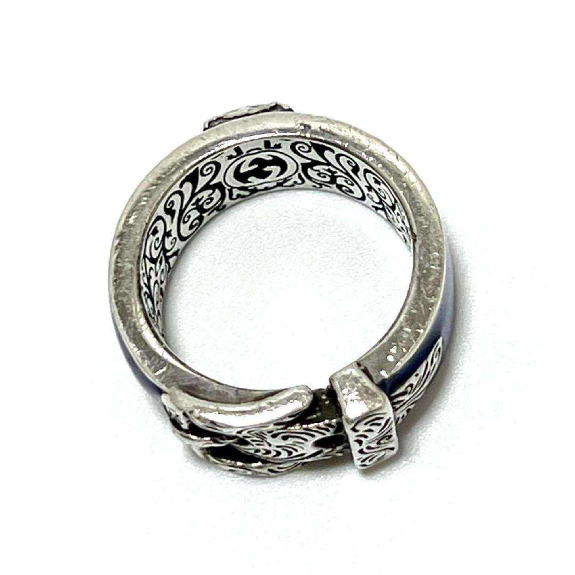 Gucci Blue Enamel Silver 925 Band Ring (Pre-Owned)