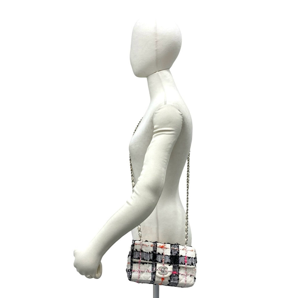 Chanel Black Orange Pink White Tweed Leather Shoulder Bag (Pre-Owned)