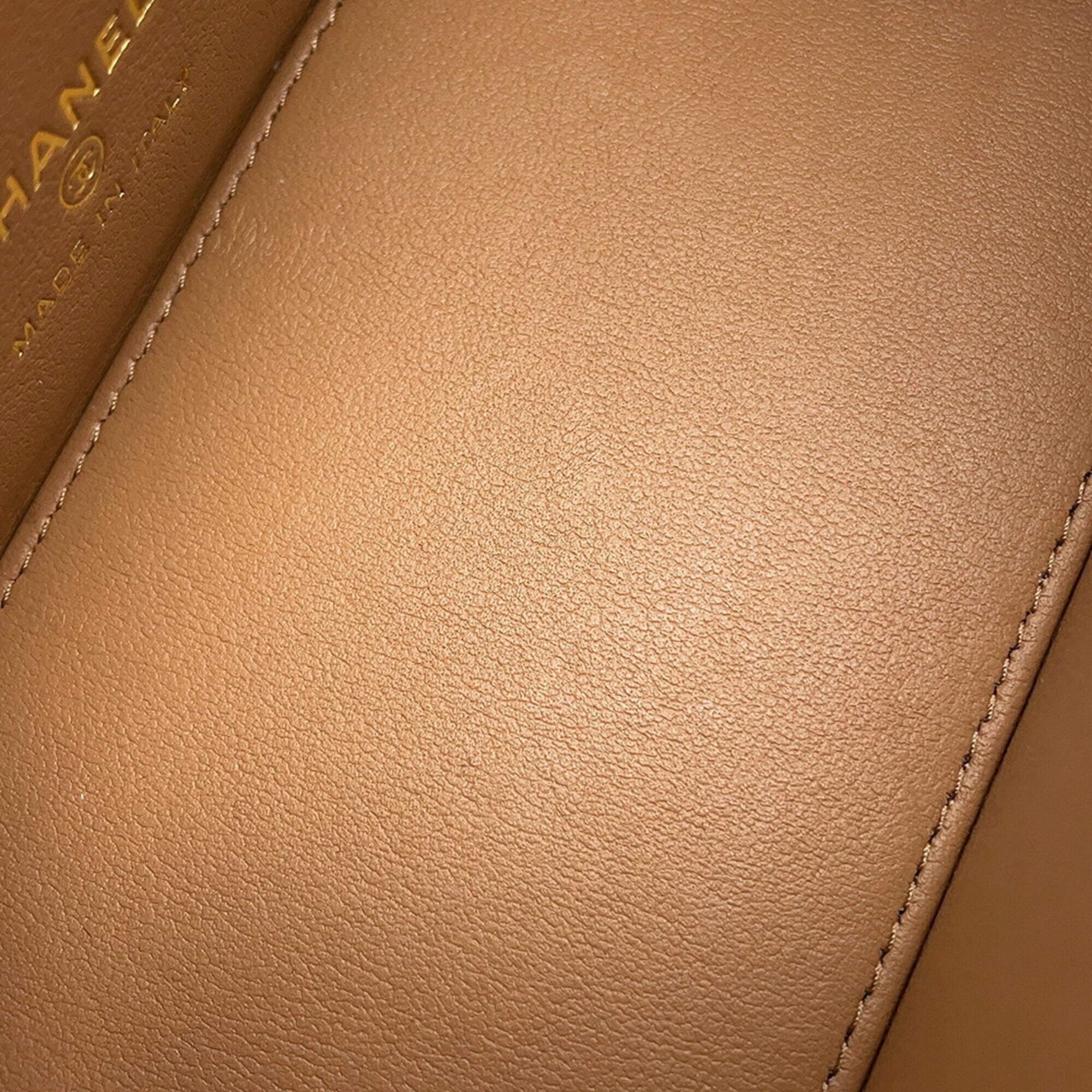 Chanel Pink Beige Grained Calfskin Shoulder Bag Vanity Bag (Pre-Owned)