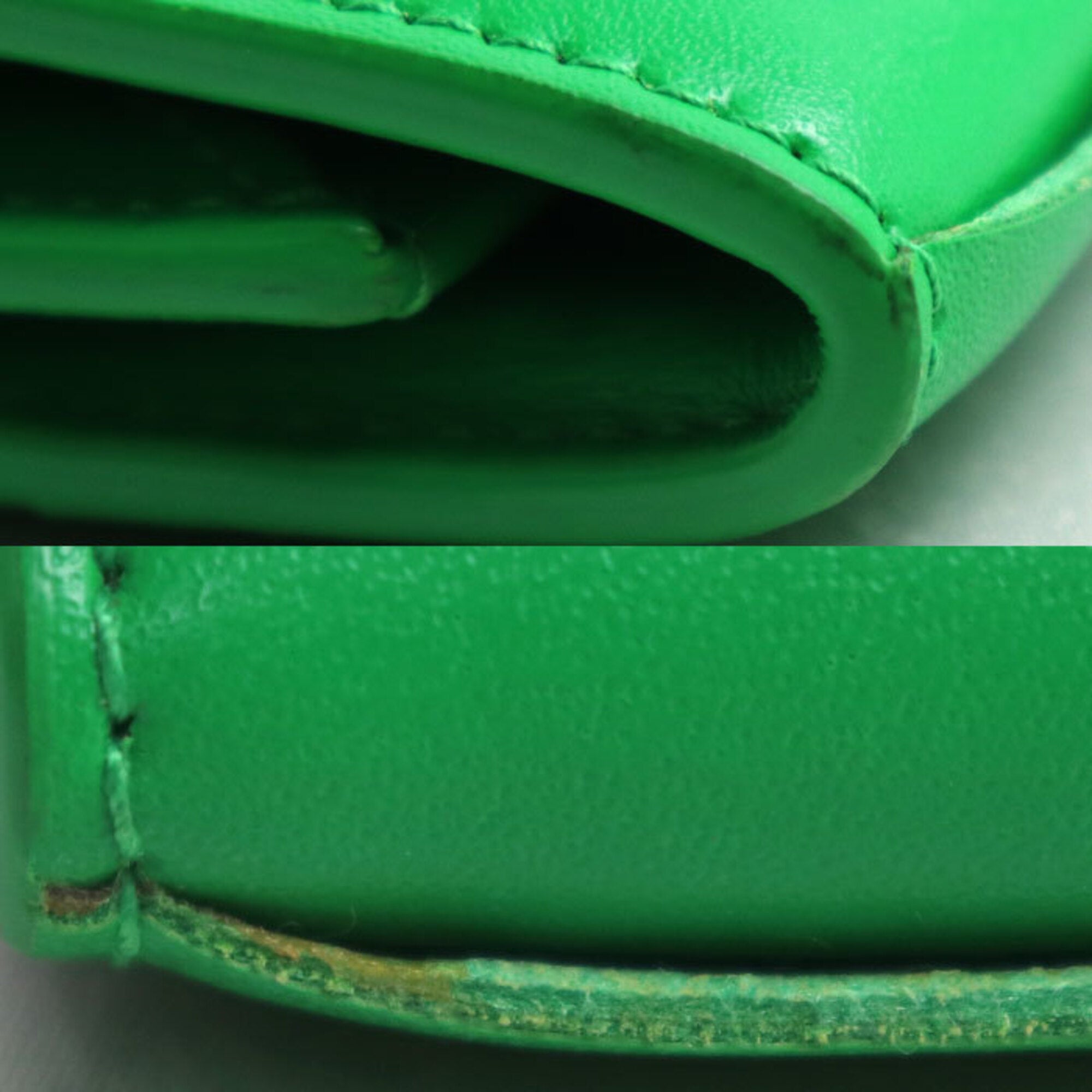 Bottega Veneta Green Leather Coin Purse/Coin Case (Pre-Owned)