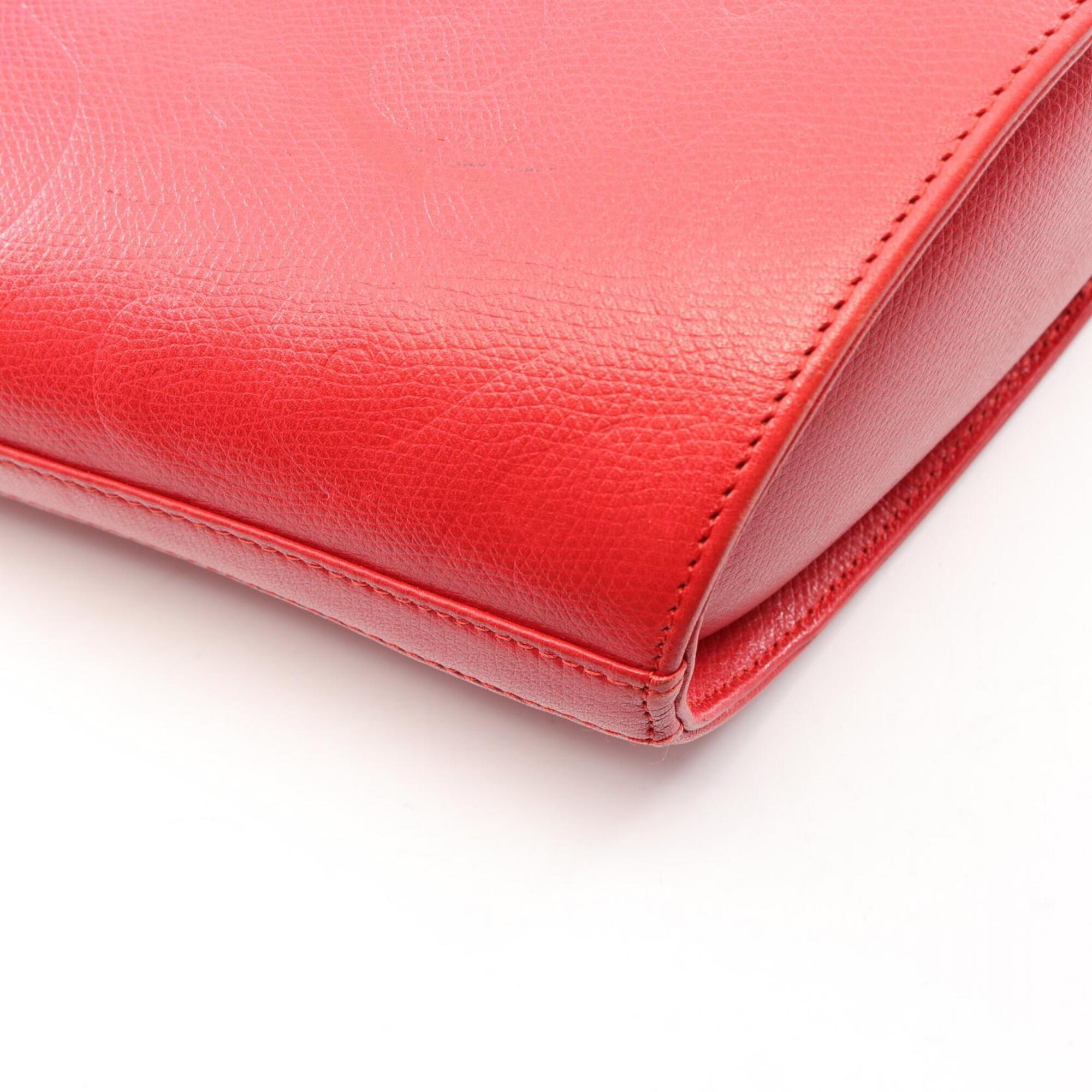 Yves Saint Laurent Red Color Leather Handbag Shoulder Bag (Pre-Owned)