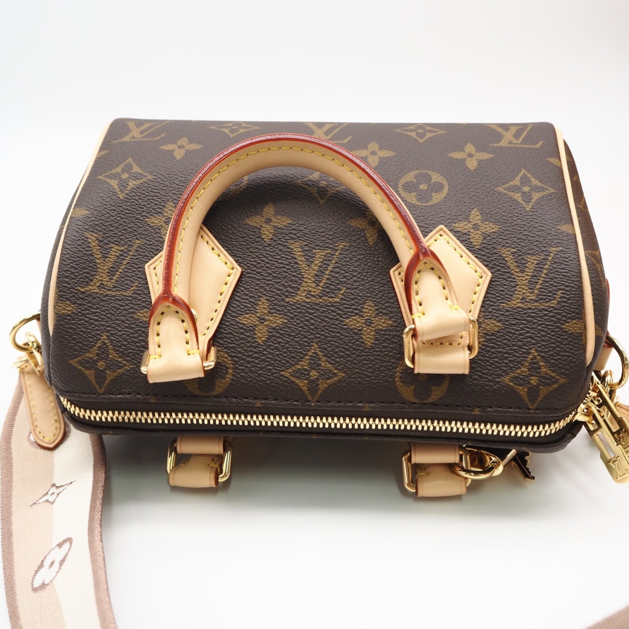 Louis Vuitton Monogram Beige Brown Coated Canvas Leather Handbag (Pre-Owned)