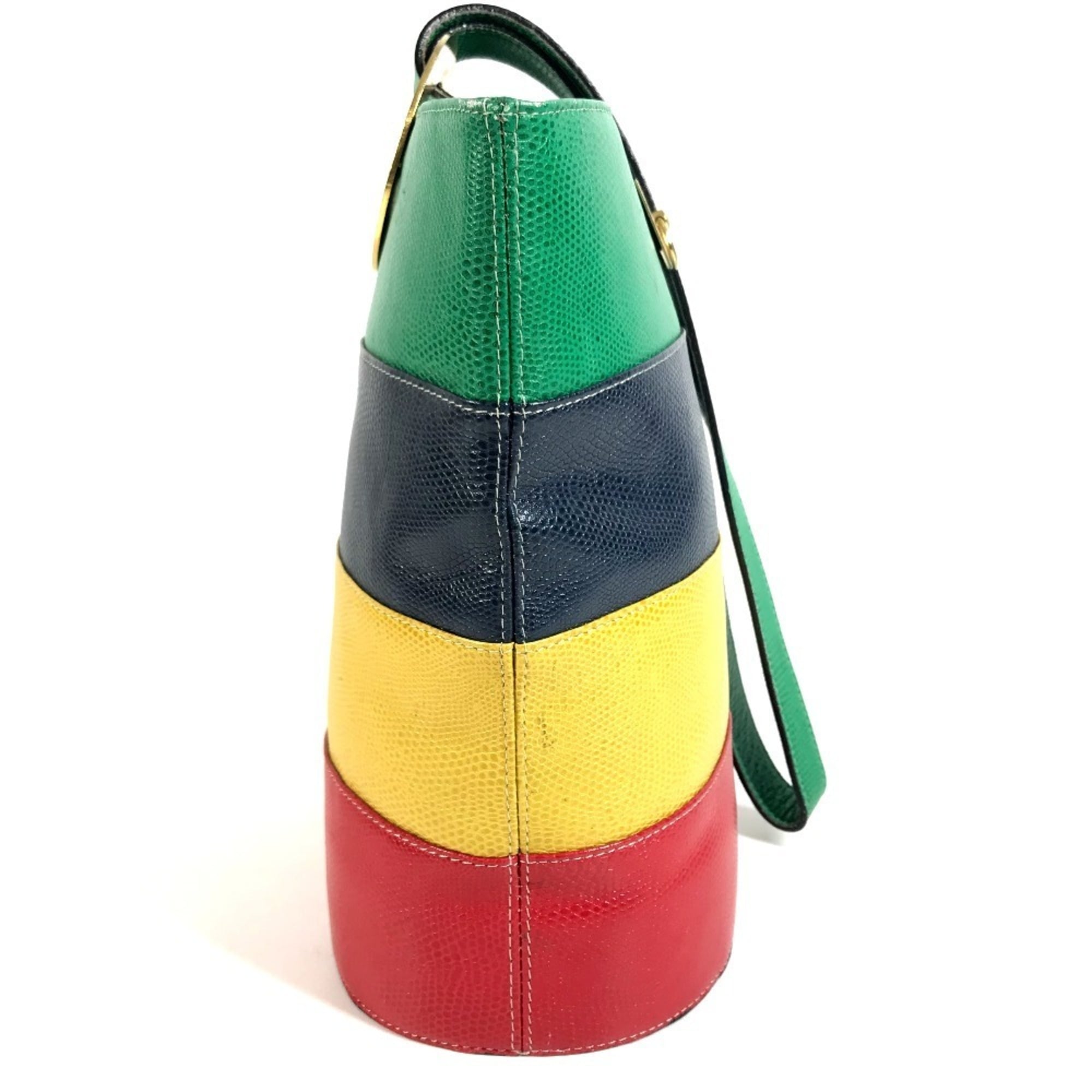 Celine Blue Green Red Color Yellow Leather Shoulder Bag (Pre-Owned)