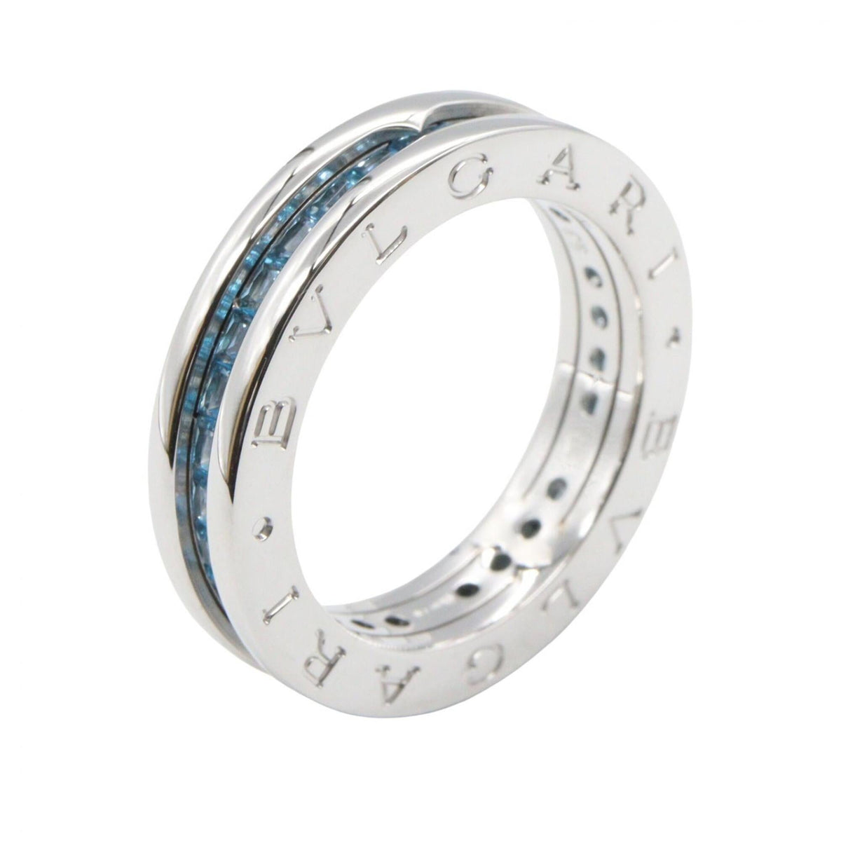 Bvlgari Silver Blue White Gold (18K) Band Ring (Pre-Owned)
