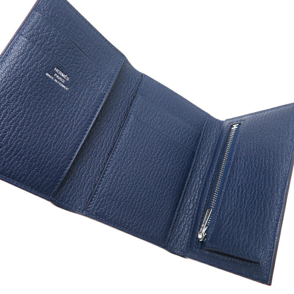 Hermes Navy Chevre Leather Wallet (Tri-Fold) (Pre-Owned)