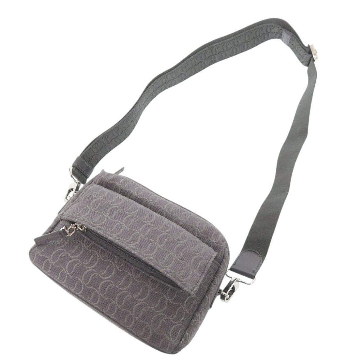 Christian Louboutin Gray Canvas Leather Shoulder Bag (Pre-Owned)