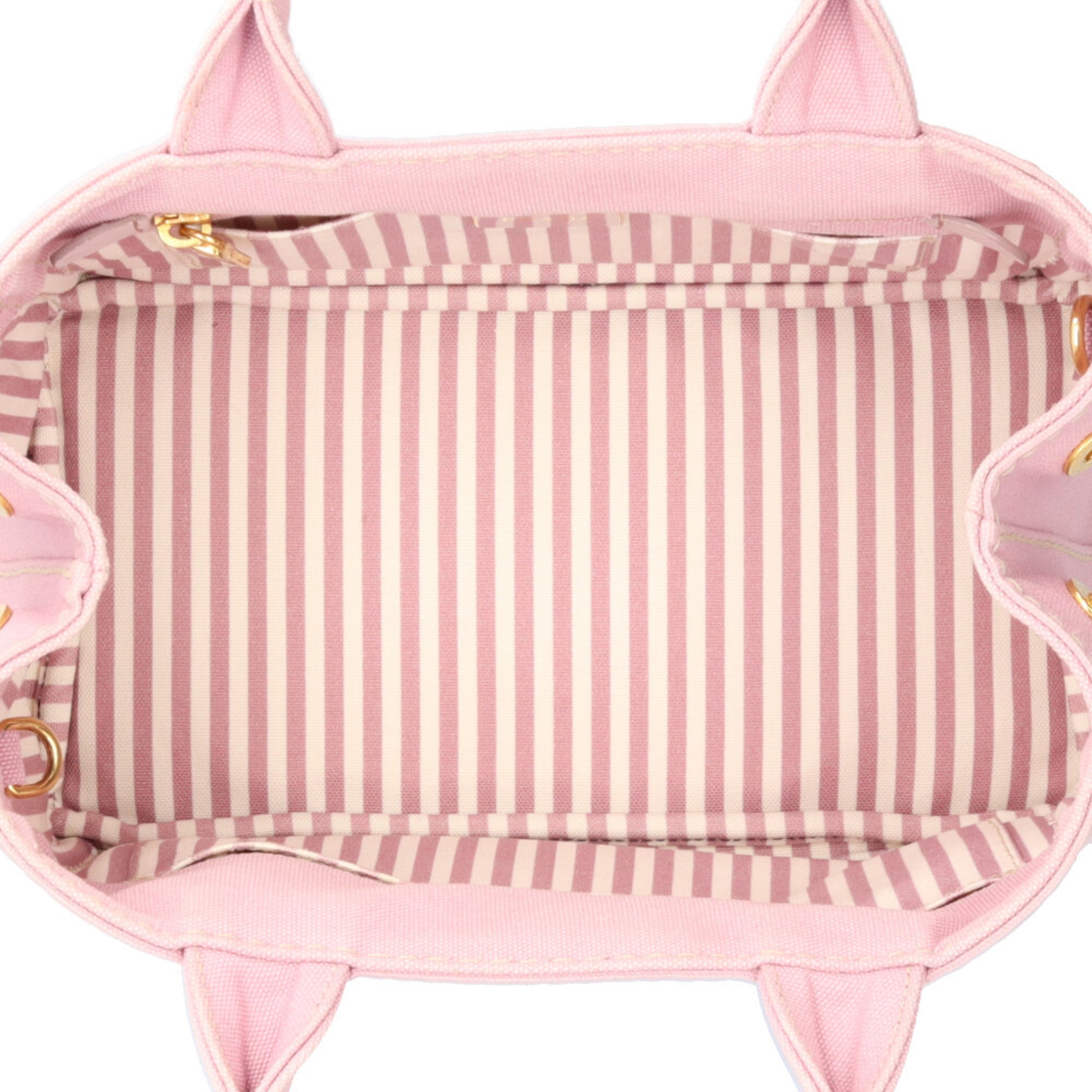 Prada Bianco Pink Canvas Shoulder Bag (Pre-Owned)