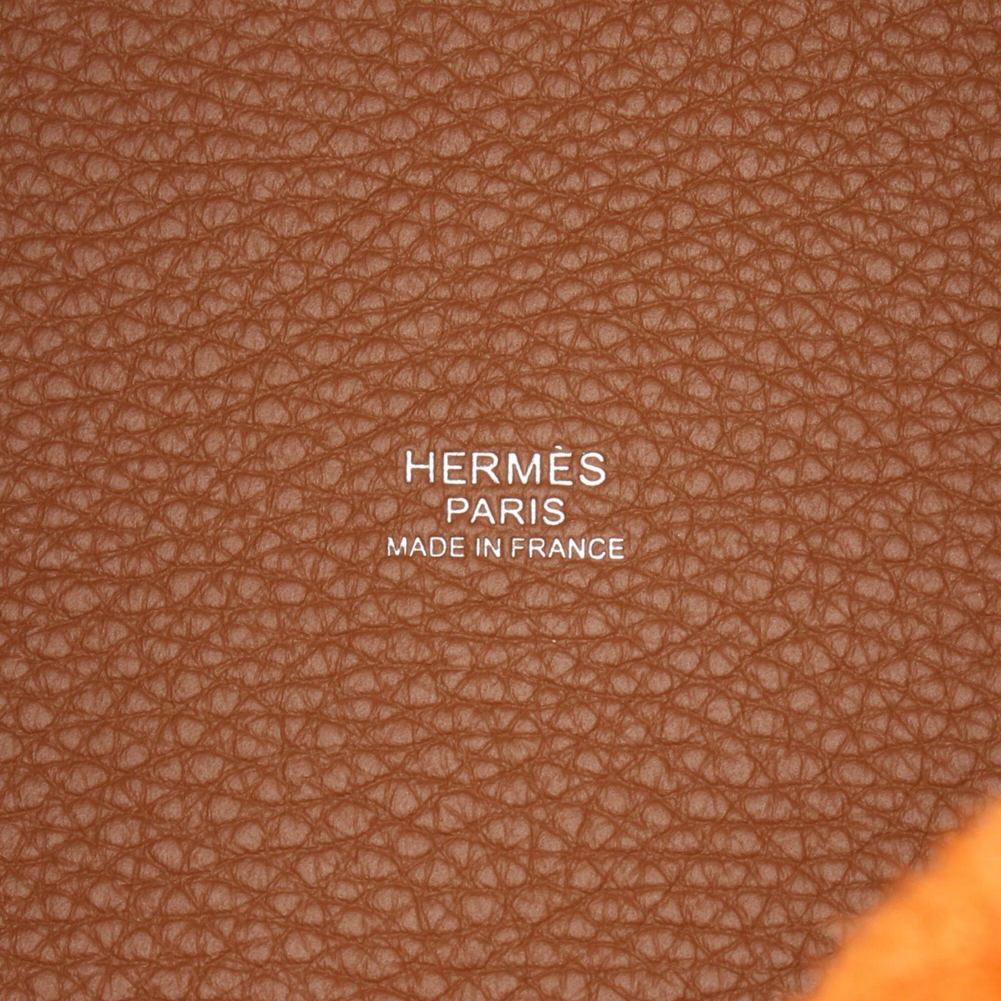 Hermes Bordeaux Brown Orange Taurillon Clemence Leather Handbag (Pre-Owned)