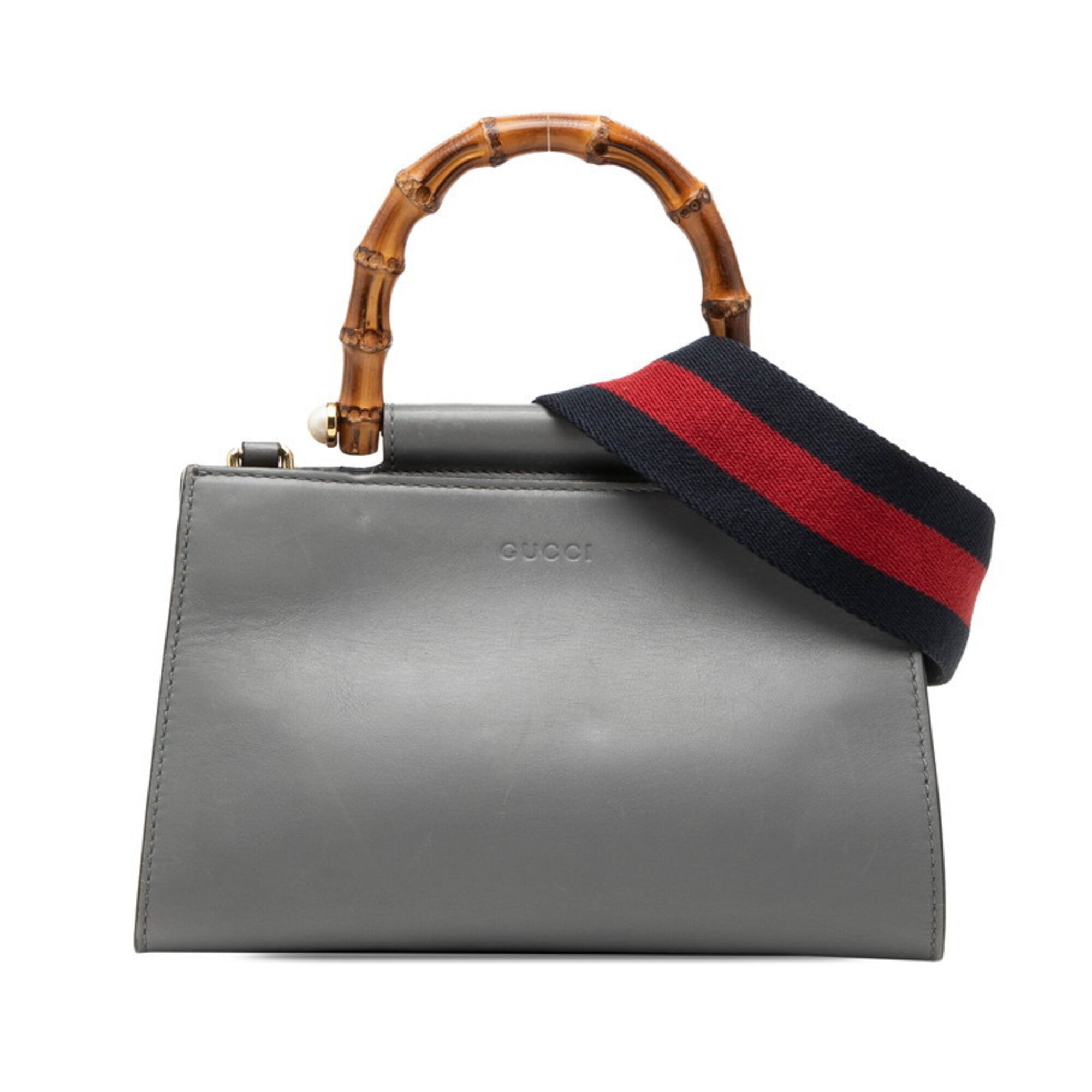 Gucci Gray Ivory Leather Handbag Shoulder Bag (Pre-Owned)
