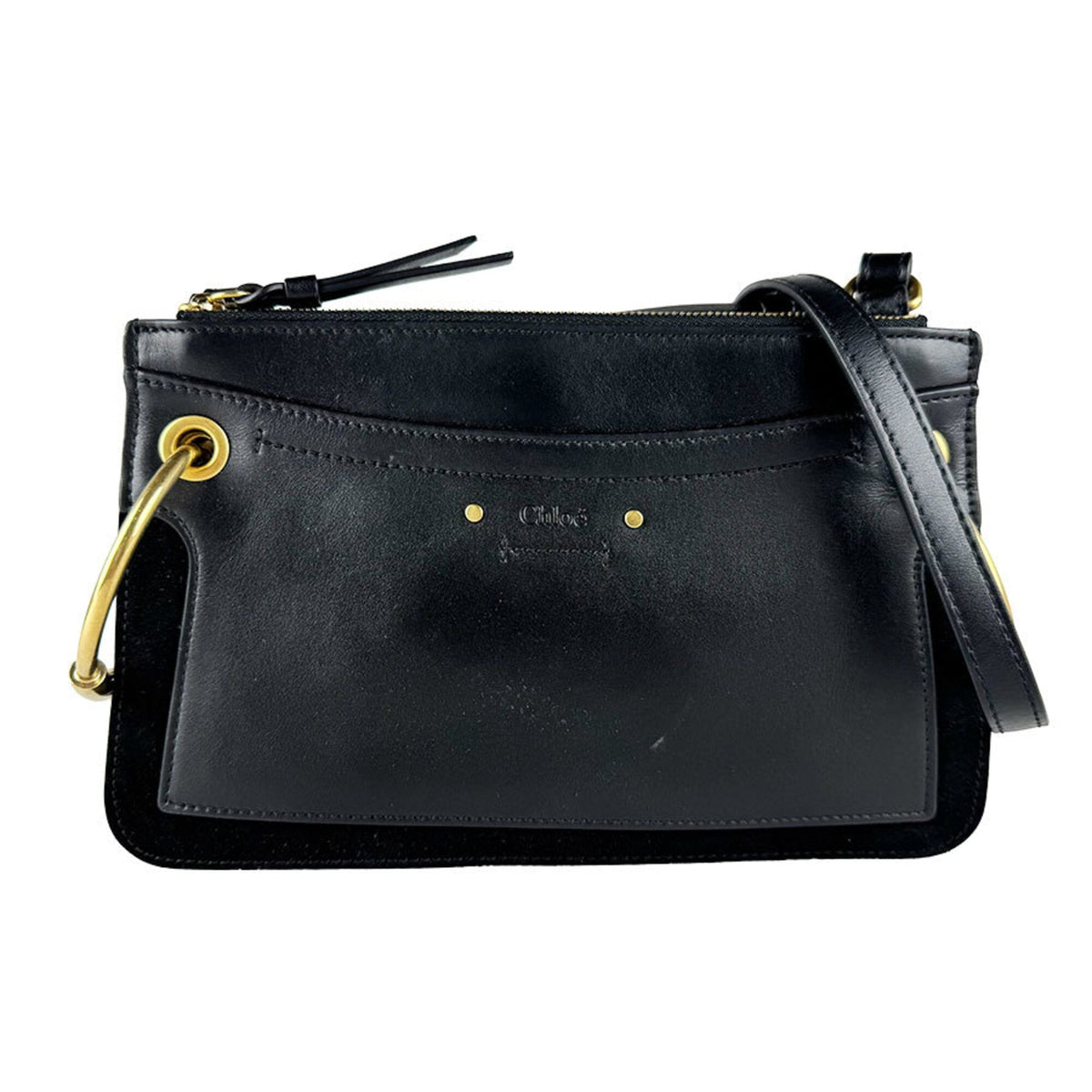 Chloé Black Leather Suede Shoulder Bag (Pre-Owned)