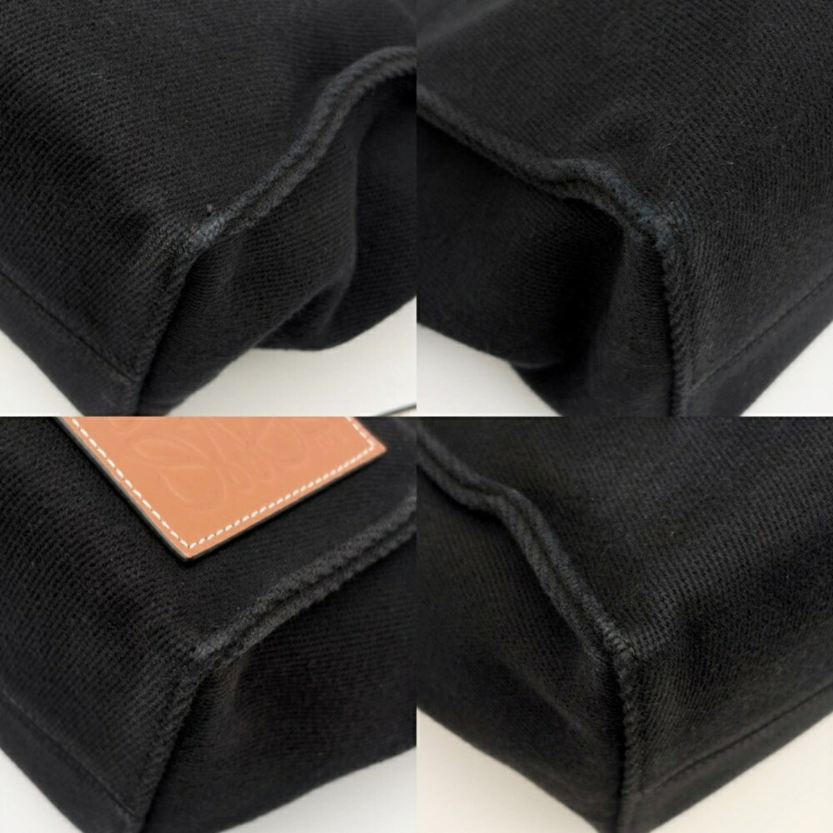 Loewe Black Canvas Leather Shoulder Bag Tote Bag (Pre-Owned)