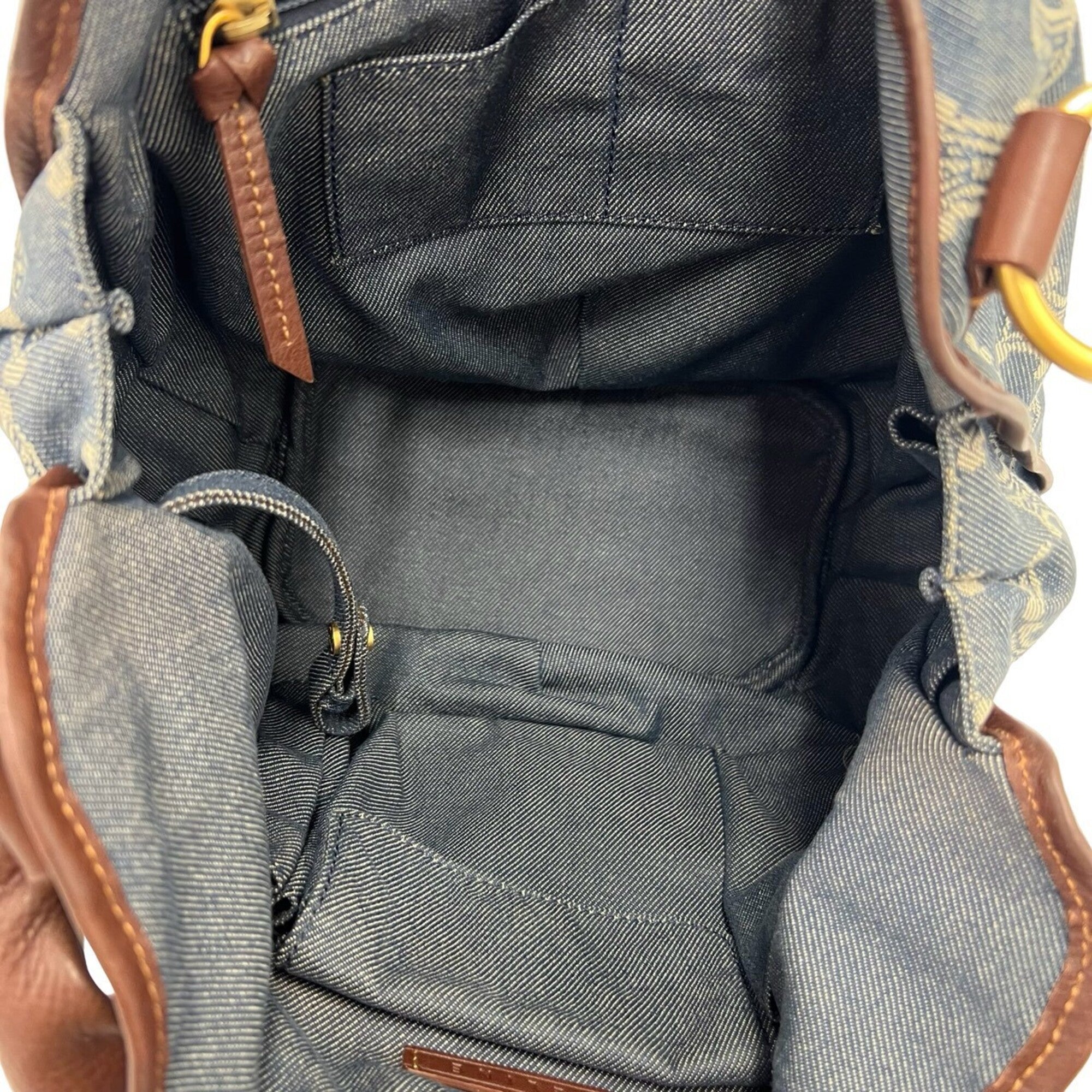 Celine Blue Brown Denim Leather Shoulder Bag (Pre-Owned)