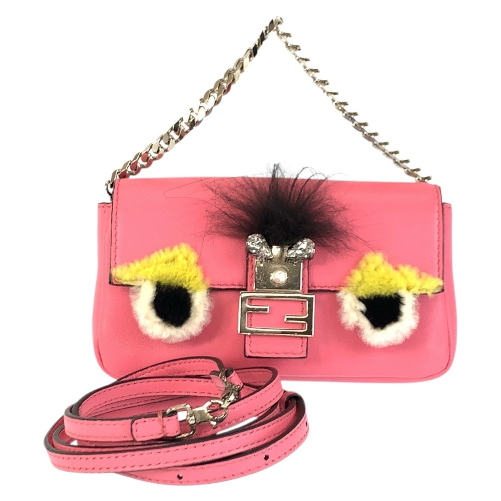 Fendi Pink Leather Handbag Shoulder Bag (Pre-Owned)