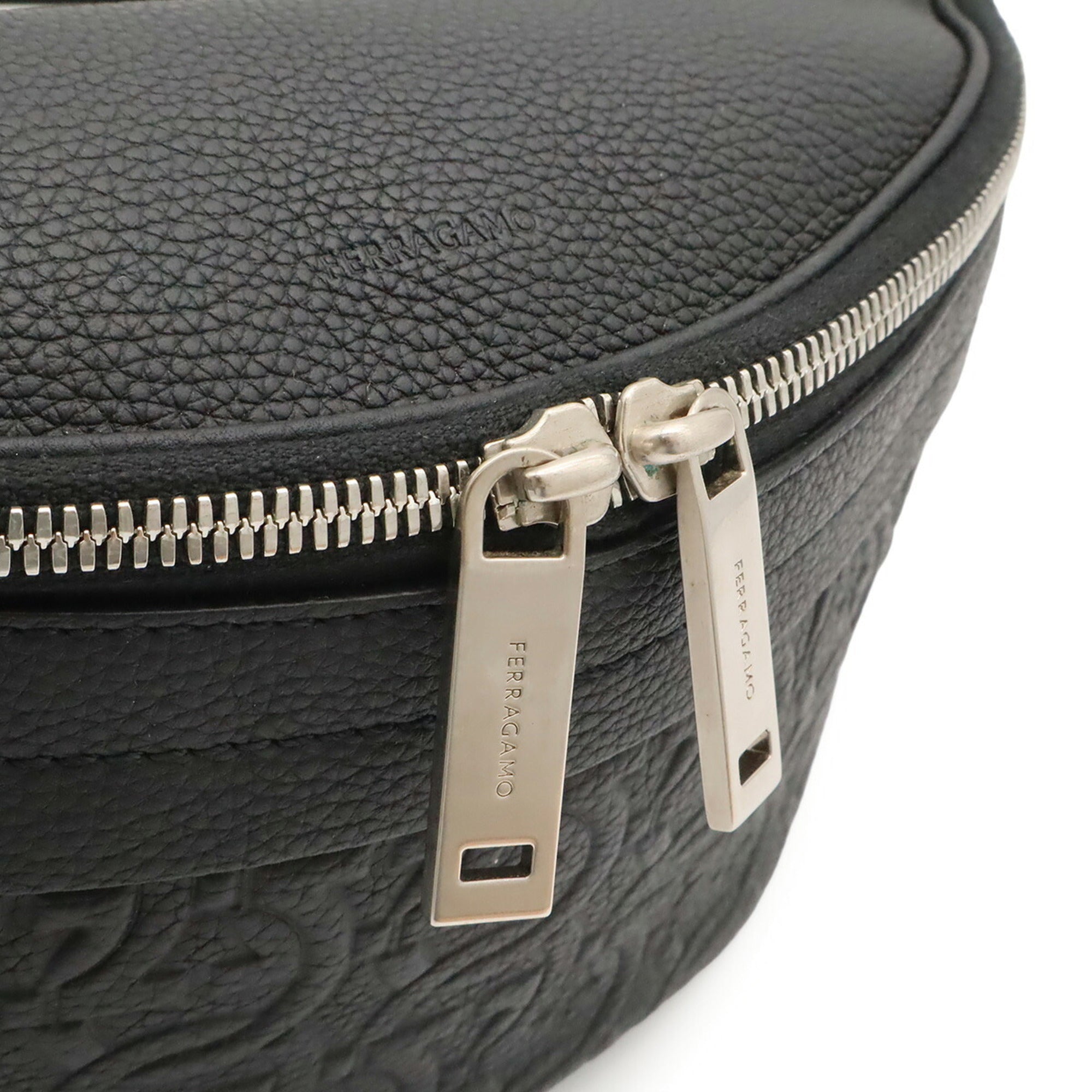 Salvatore Ferragamo Gancini Black Leather Fanny Pack (Pre-Owned)