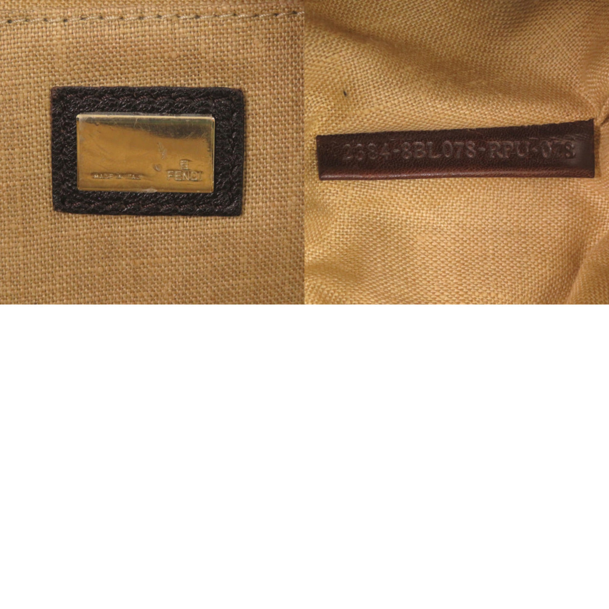 Fendi Brown Leather Canvas Handbag (Pre-Owned)