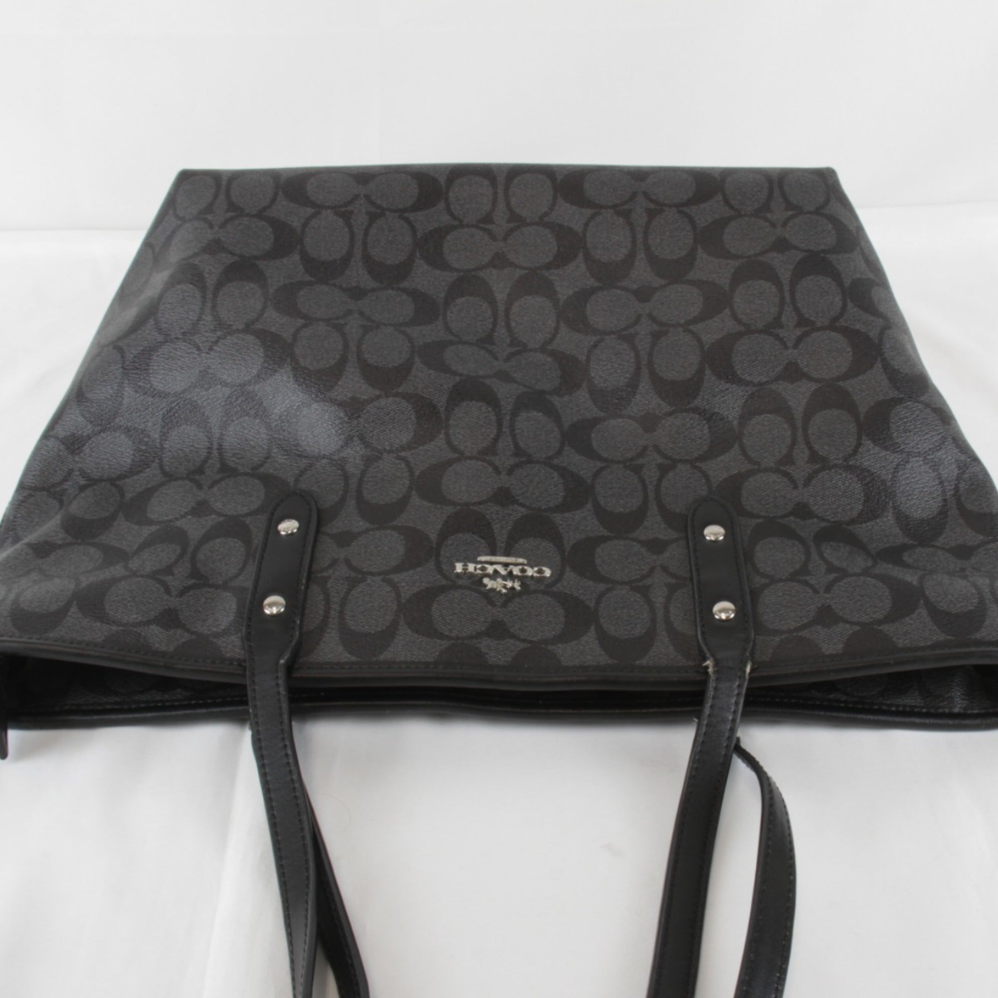 Coach Signature Black Leather Tote Bag (Pre-Owned)