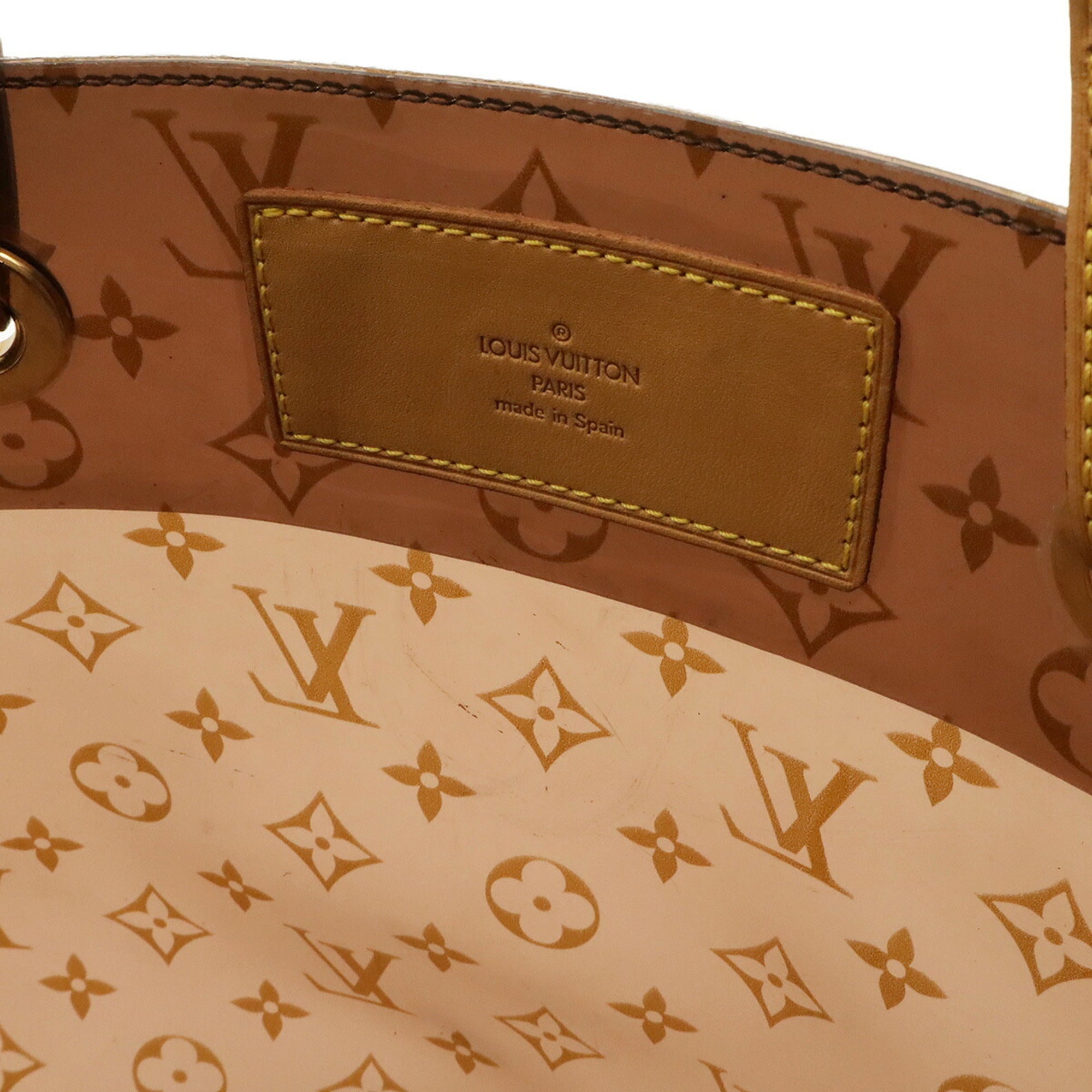 Louis Vuitton Brown Clear Leather Vinyl Beach Bag Handbag Pouch Shoulder Bag Tote Bag (Pre-Owned)
