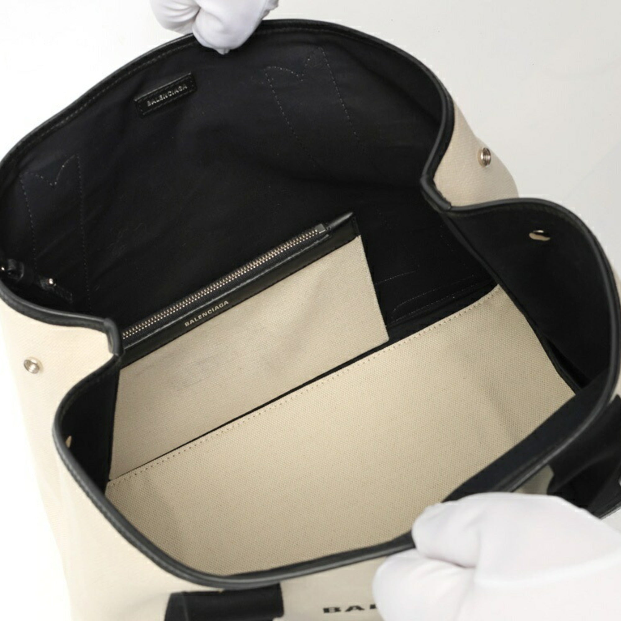 Balenciaga Black Canvas Leather Tote Bag (Pre-Owned)