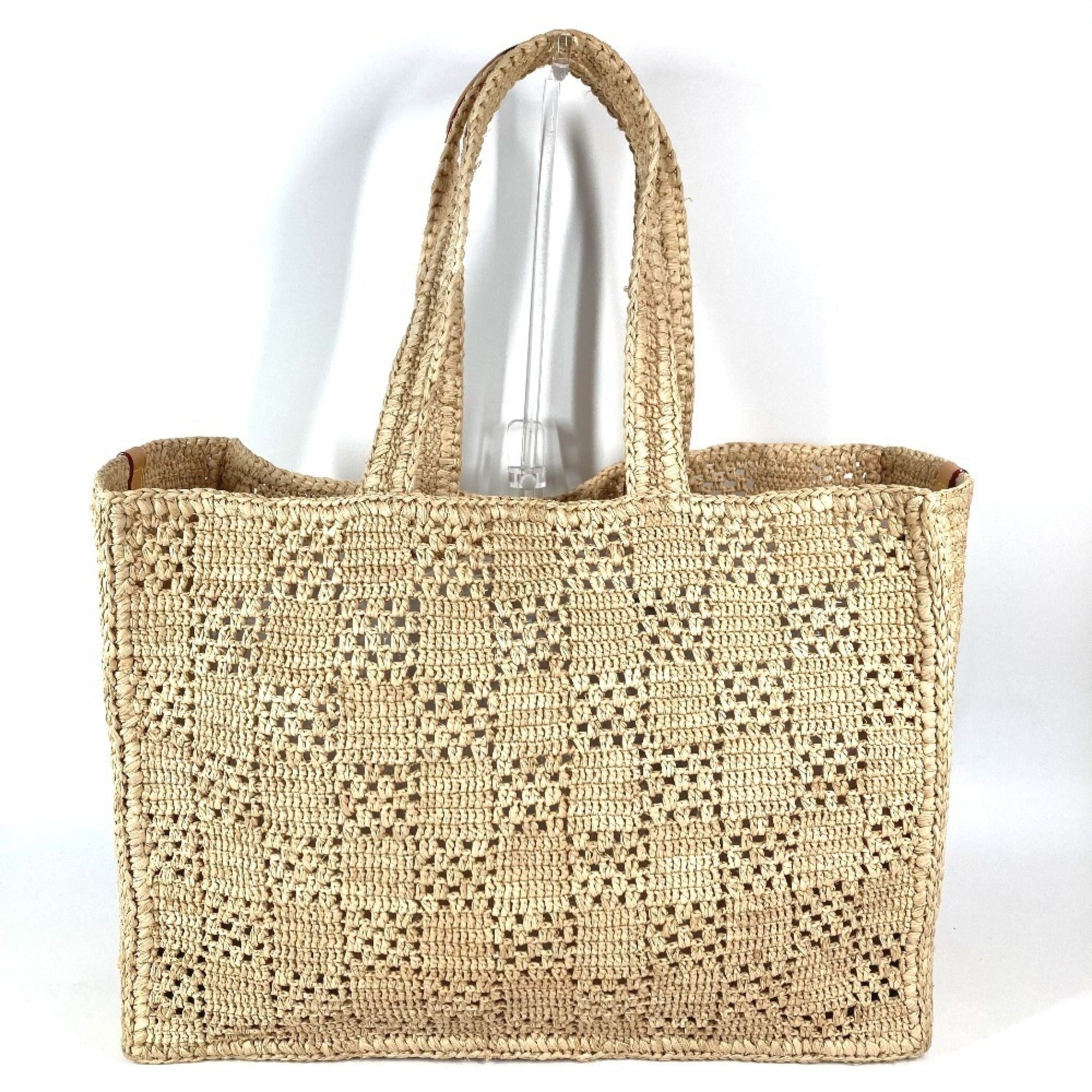 Louis Vuitton Natural Raffia Leather Handbag Shoulder Bag Tote Bag (Pre-Owned)